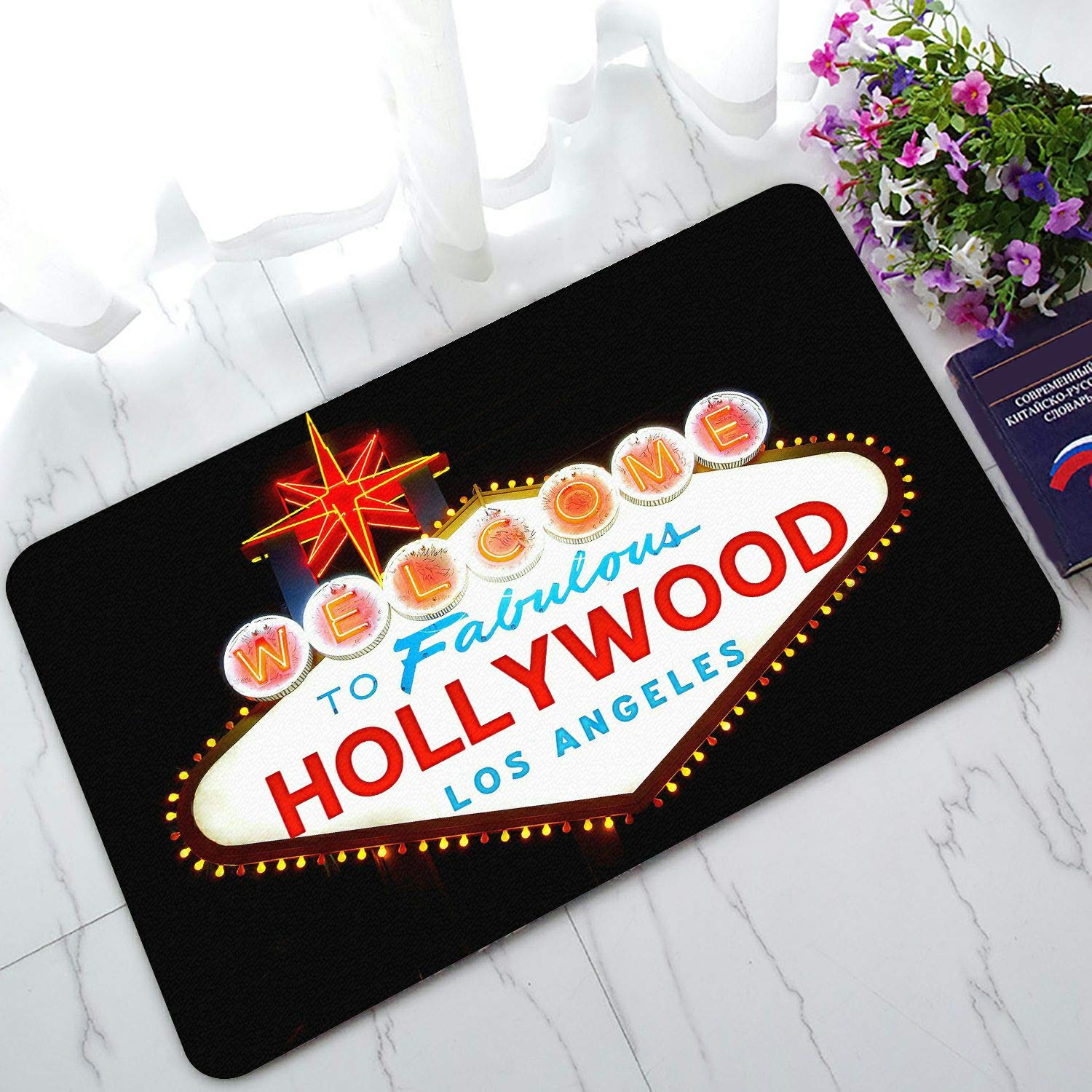 ABPHQTO Hollywood Welcome Doormat - 30x18 Inch Non-Slip Entrance Rug for Home Decor, Front Door, Porch & Indoor Floor Mat - Perfect for Hollywood-Themed Housewarming Gifts
