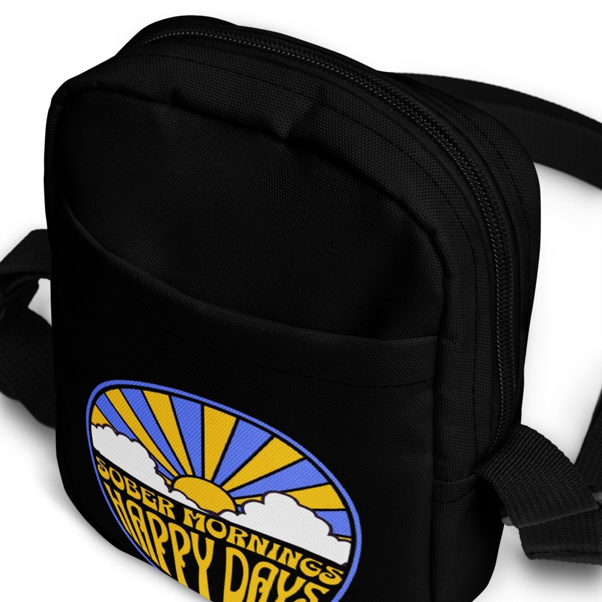 Sober Mornings Happy Days Crossbody Bag for Women - Stylish Utility Purse with Multiple Pockets - Perfect for Travel, Shopping & Everyday Use