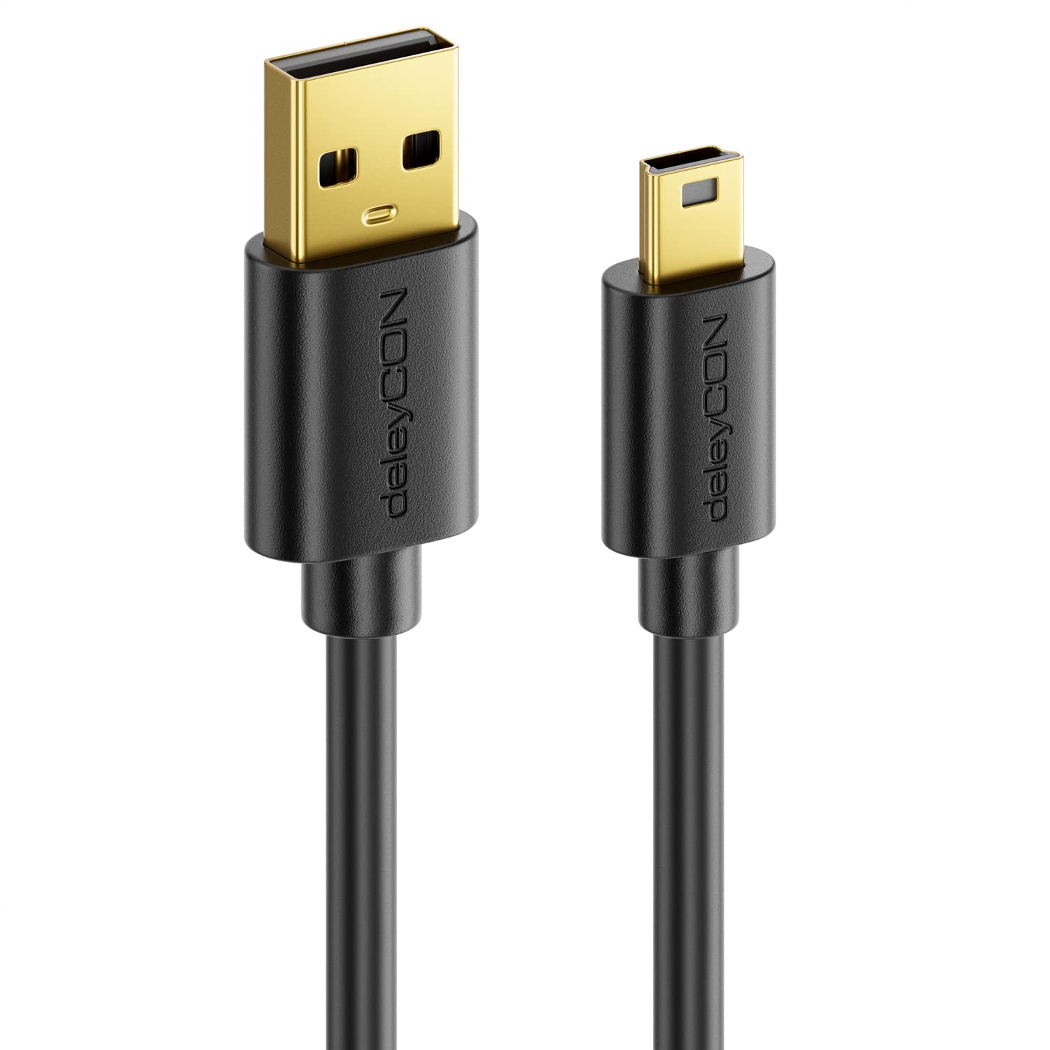 deleyCON 3.0m High Speed Mini USB 2.0 Cable - Charging & Data Sync Cable for Smartphones, Tablets, GPS Devices, Microphones - USB A Male to Mini B Connector - Black - Perfect for Home, Office & Travel Use
