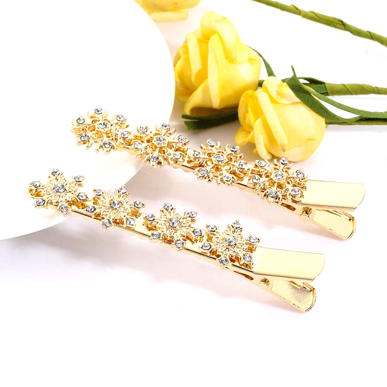 Sparkling Rhinestone Snowflake Bow Hair Clip for Women - Christmas Holiday Party Hair Accessories - Perfect for Winter Celebrations, Weddings, and Festive Gatherings
