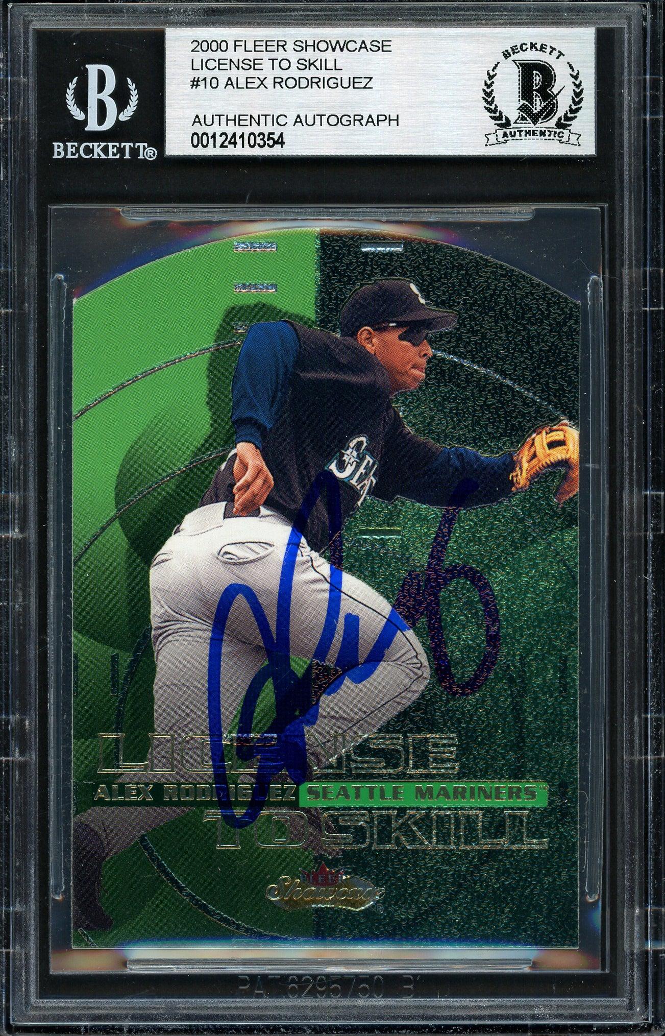 Alex Rodriguez Autographed 2000 Fleer Showcase License To Skill Card #10 - Seattle Mariners Beckett BAS #12410354 - Perfect for Baseball Memorabilia Collectors and Sports Fans Display