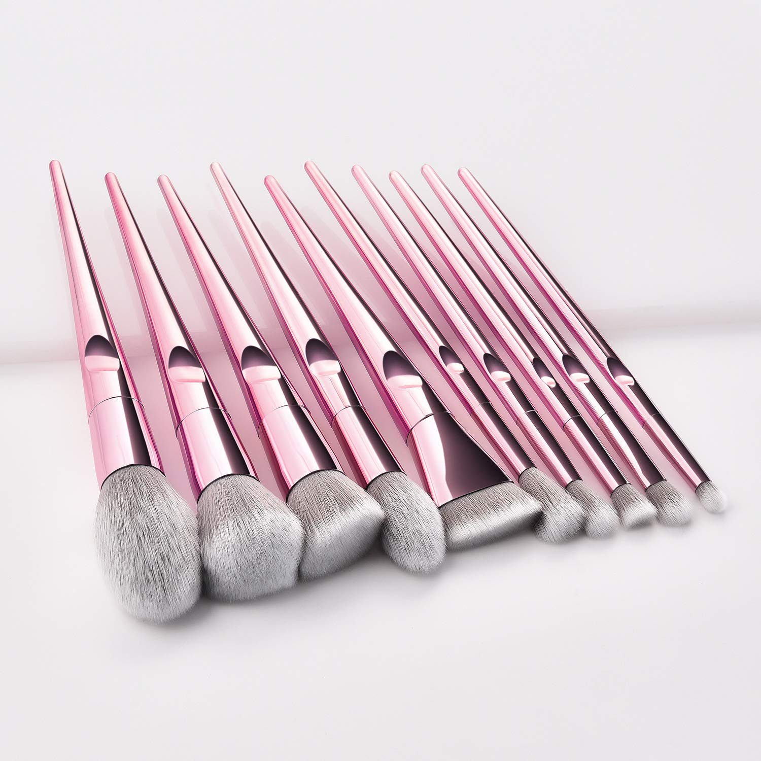 Premium 10-Piece Professional Makeup Brush Set with Travel Pouch - Foundation, Blending, Blush, Powder, Concealer & Eyeshadow Brushes for Flawless Makeup Application at Home or On-The-Go