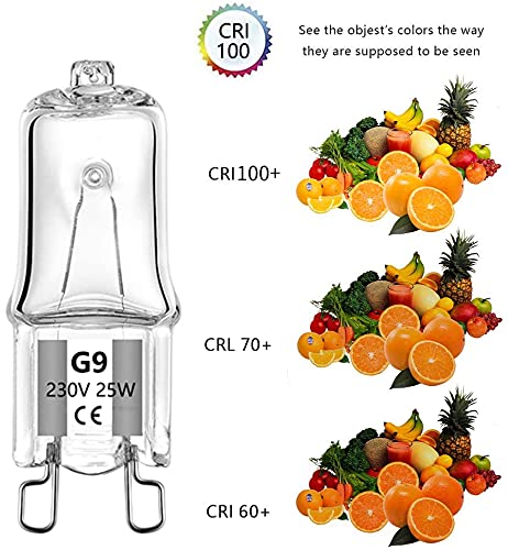 K-Musculo Halogen G9 Oven Bulbs 25W 230V 2700K - 4 Pack High Heat Resistant Light Bulbs (300°C) for Ovens, Microwave Ovens & Kitchen Appliances - Perfect for Baking, Roasting & Cooking