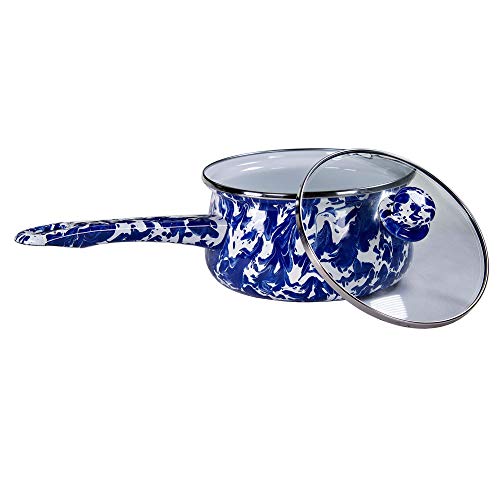 Premium Cobalt Blue Sauce Pan - 2 Quart Nonstick Cooking Pot with Lid, Perfect for Sauces, Soups & Pasta | Stovetop & Induction Compatible | Ideal for Home Kitchen & Restaurant Use