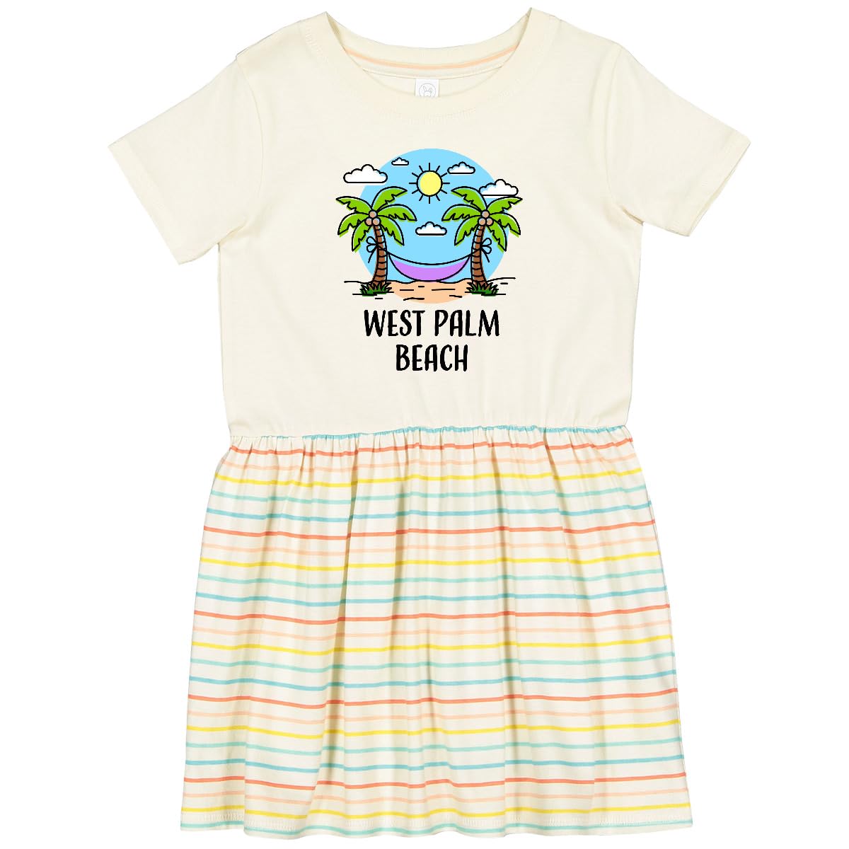 Inktastic Summer Vacation in West Palm Beach Toddler Dress - Cute Floral Print Girls' Sundress for Beach, Pool & Outdoor Play