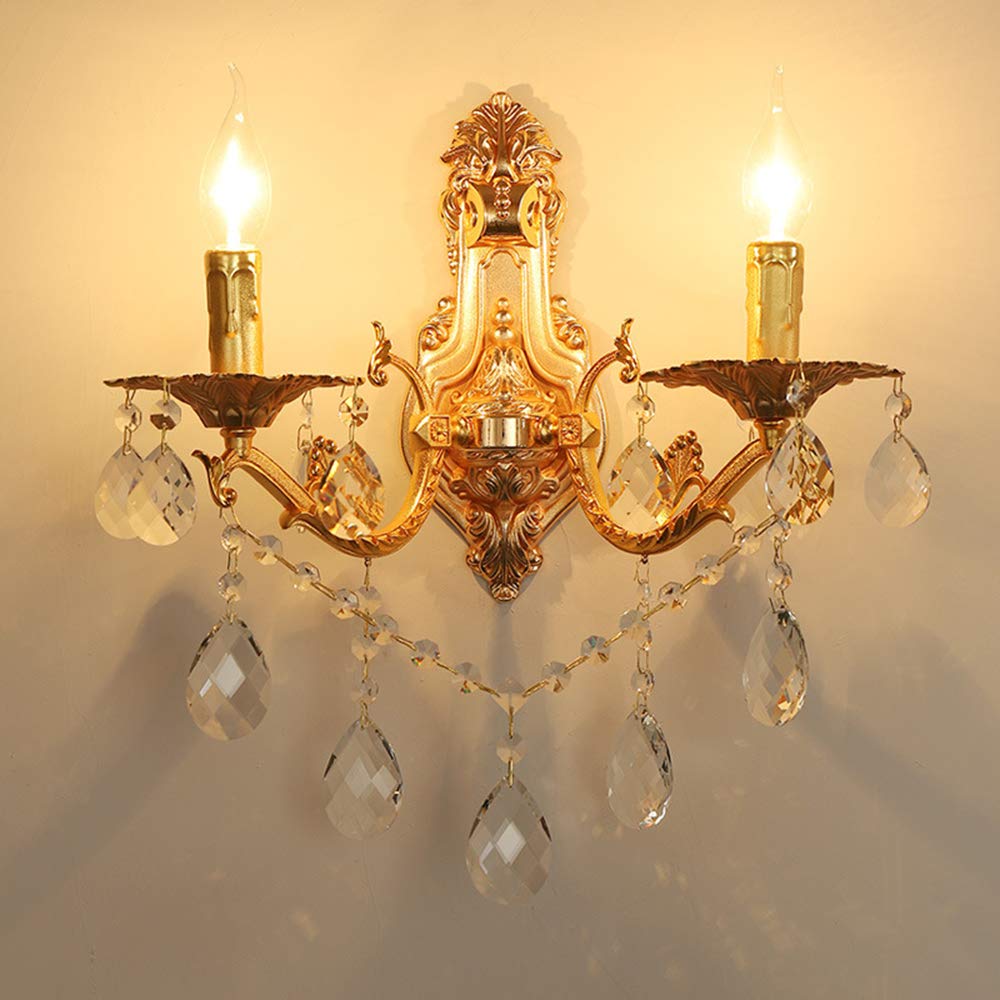Elegant 2-Light Crystal Wall Sconce - Zinc Alloy Candle Wall Lamp for Living Room, Bedroom & Corridor - Modern Decorative Lighting for Home & Office Spaces