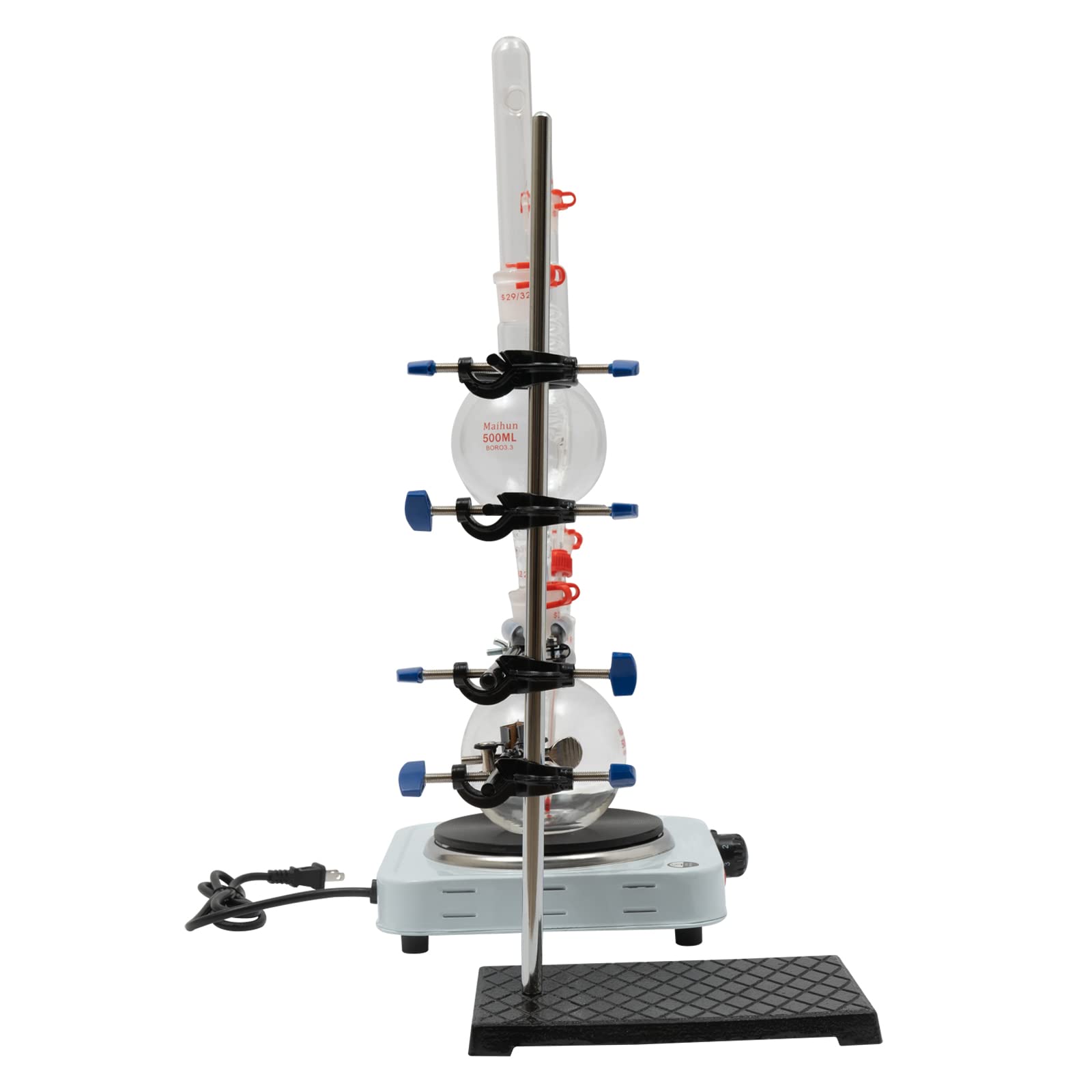 500ml Essential Oil Distillation Kit - Home Lab Glassware Set with Hot Plate & Graham Condenser for DIY Aromatherapy, Herbal Extracts & Essential Oil Making | Perfect for Home Laboratories, Science Experiments & Natural Remedies