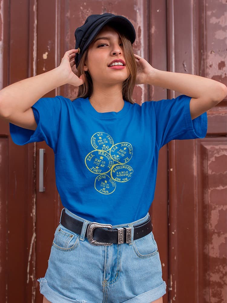 Custom Passport Stamps Women's T-Shirt - Vintage Travel Inspired Graphic Tee for Wanderlust, Vacations & Adventure Lovers