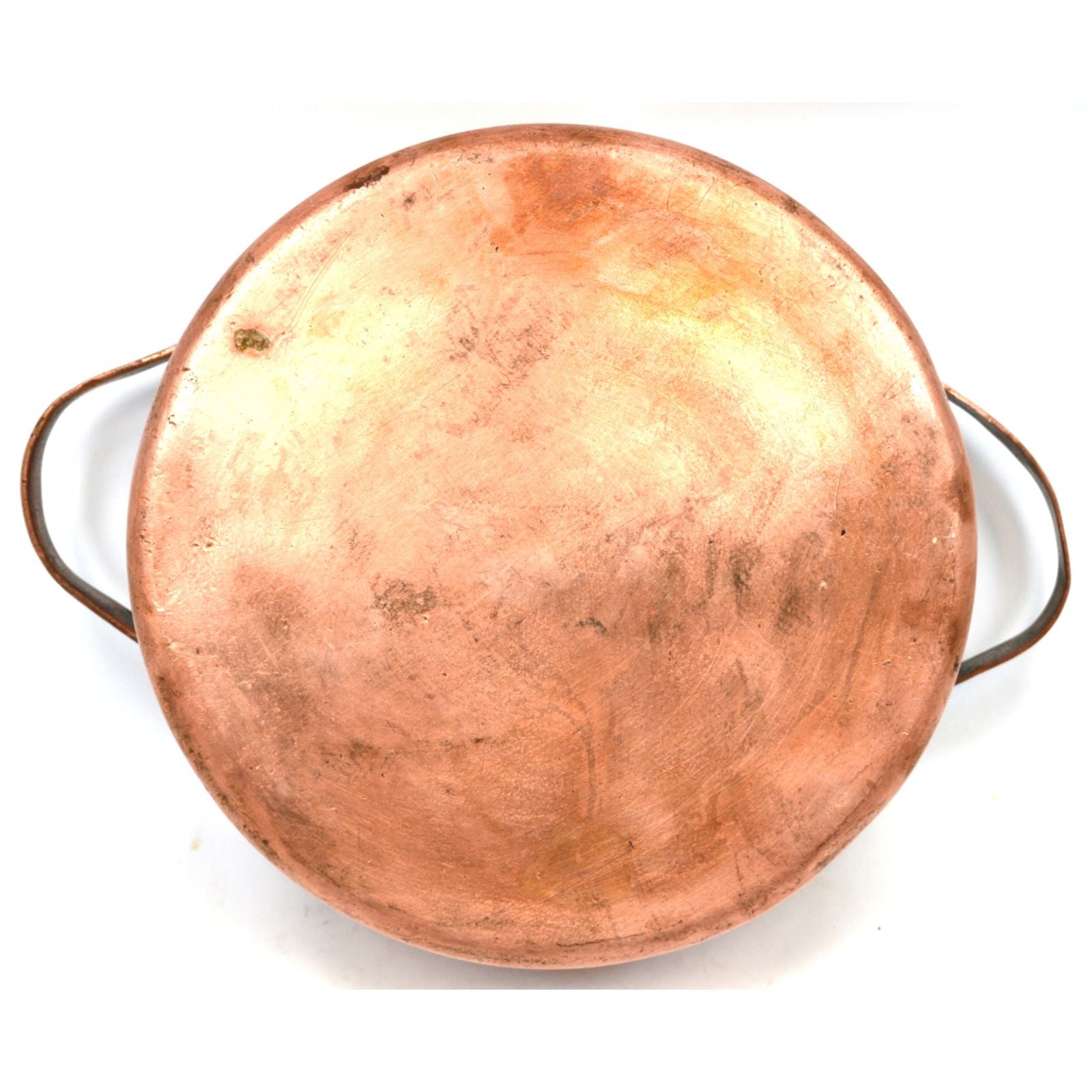 Vintage 6.5 Quart Copper Casserole Pot with Double Handles - Heavy Duty Primitive Cooking Bowl for Rustic Kitchens & Farmhouse Style Cooking