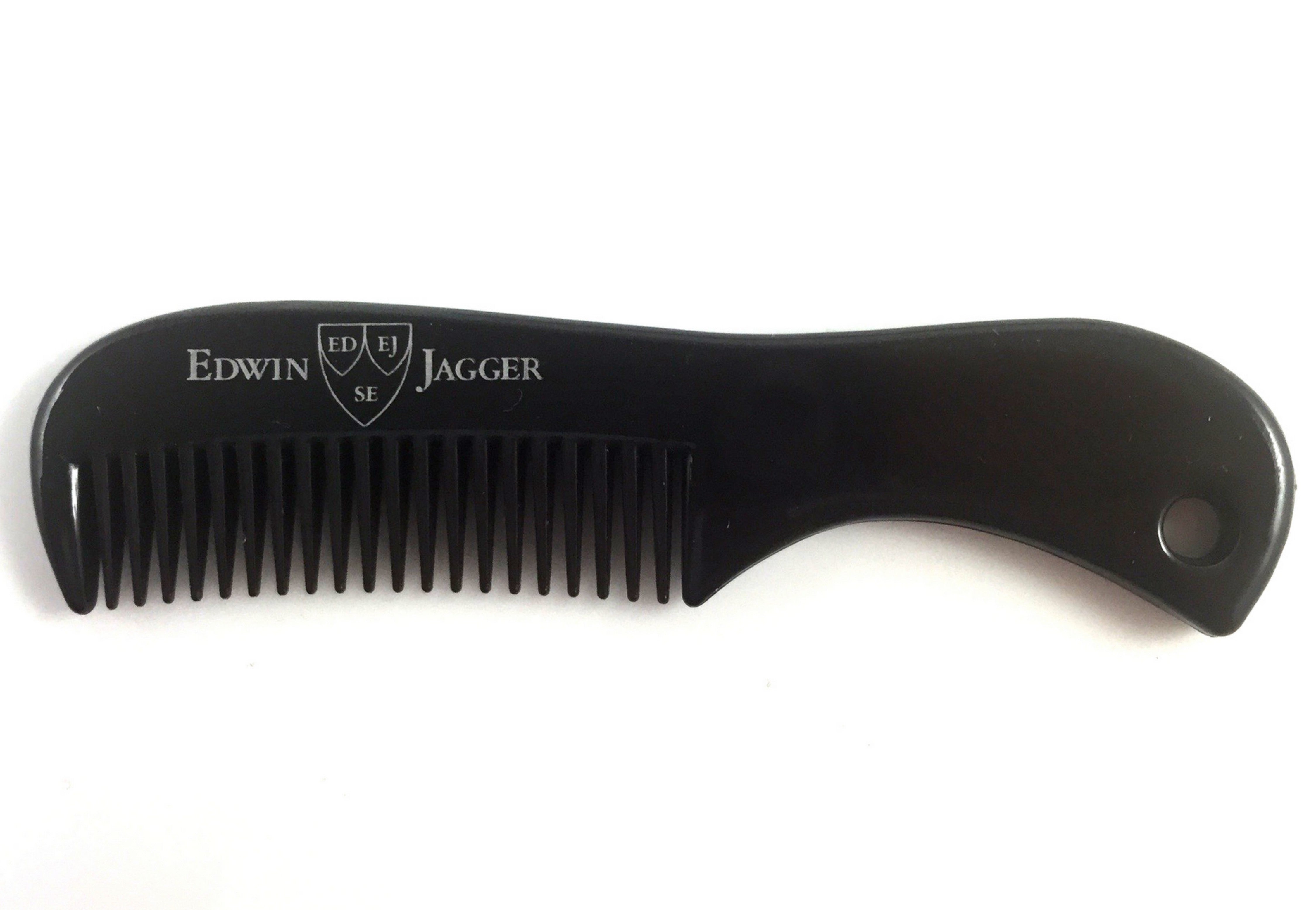 Edwin Jagger Black Beard Comb for Men - Premium Mustache Comb & Beard Brush Set - Perfect for Grooming, Styling & Travel Use