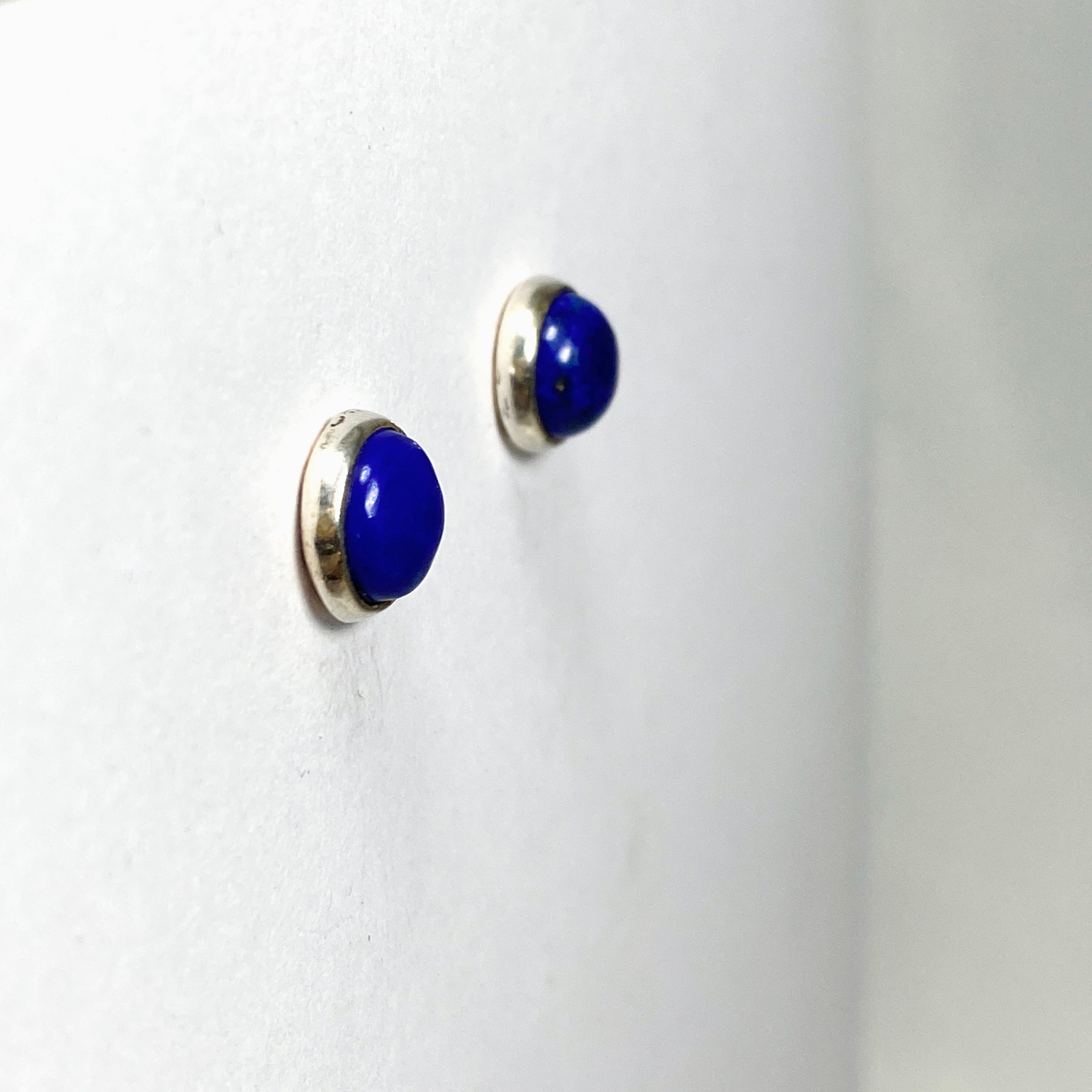 Lapis Lazuli Round Cabochon Stud Earrings - Natural Stone Jewelry for Women, Gift for Her | Perfect for Everyday Wear, Parties & Special Occasions