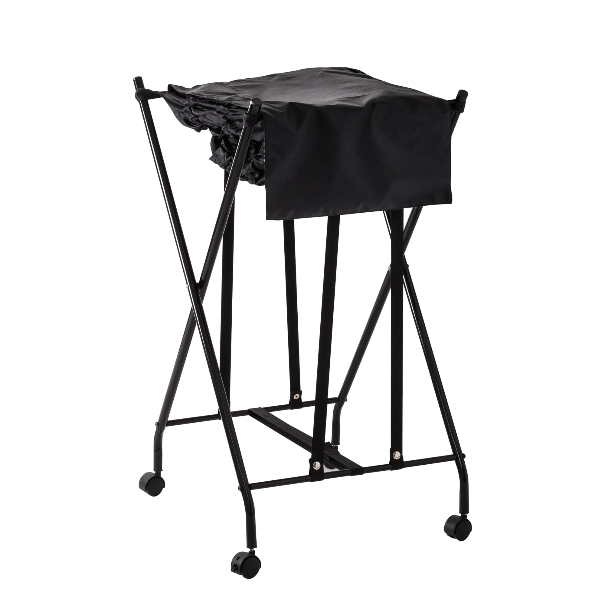 Honey-Can-Do Single Bounce Back Hamper with Wheels & Lid - No Bend Laundry Basket, 50 lbs Capacity, Black (HMP-09224) - Perfect for Bedroom, Bathroom, or Laundry Room Organization