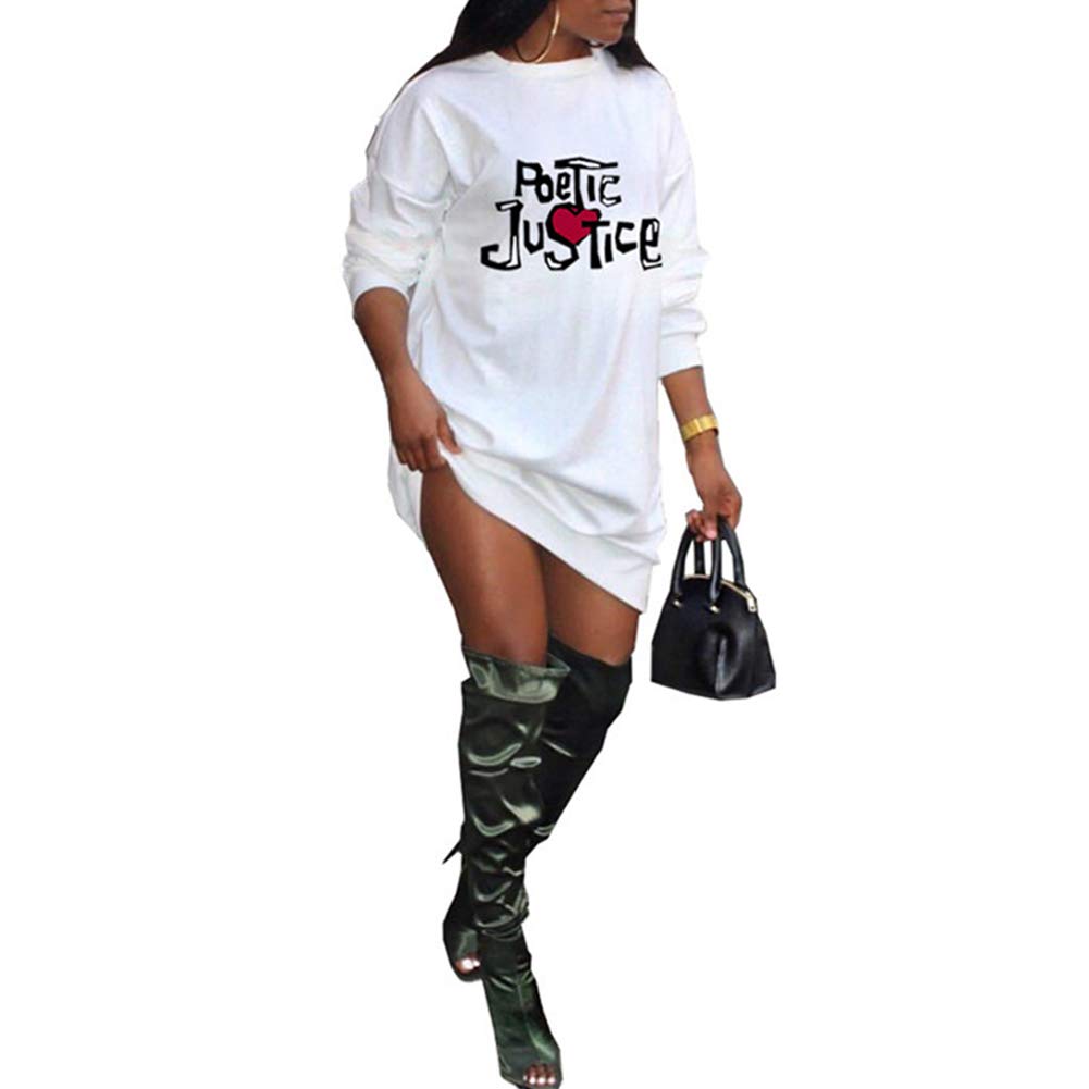 Women's Casual Long Sleeve Letter Print Sweatshirt Dress - Round Neck Pullover Tunic for Everyday Wear, Lounge & Street Style Fashion