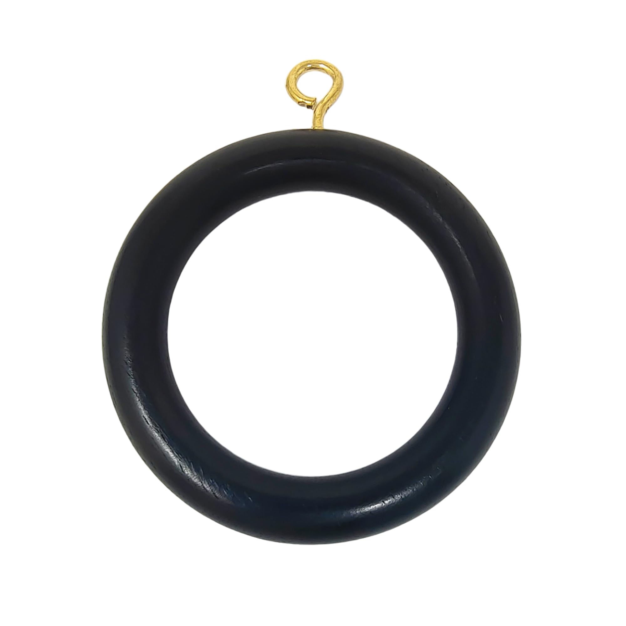 Premium 12-Piece Black Wooden Curtain Rings for 1-1.7 Inch Rods - Elegant Drapery Hardware for Living Room, Bedroom & Dorm Decor