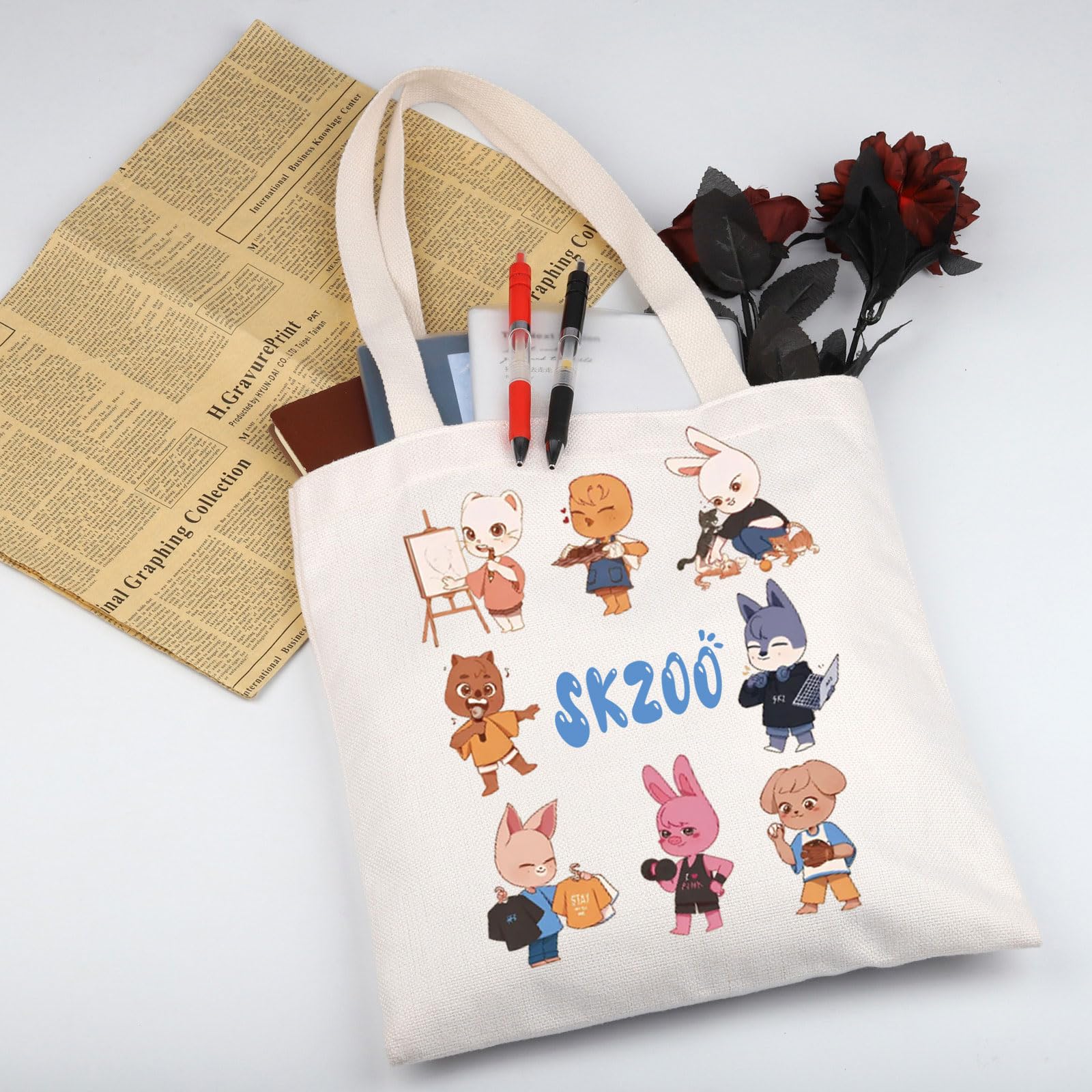 SKZ K-POP Group Canvas Tote Bag - Official STAY Fandom Merchandise | K-POP Music Lover Shoulder Bag Gift for Fans | Perfect for Concerts, School & Daily Use