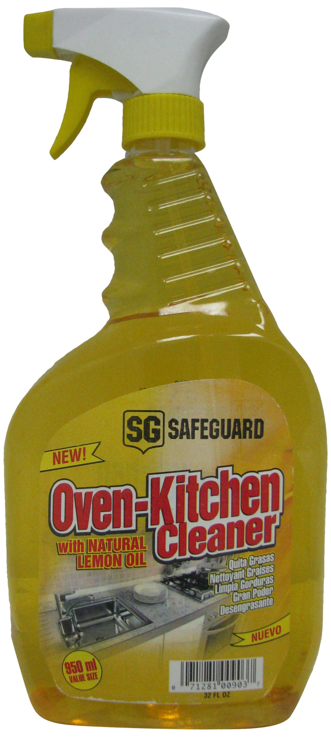 SAFEGUARD 903 Oven Cleaner Spray with Natural Lemon Oil - 32oz Heavy Duty Kitchen Degreaser for Stovetop, Grill, Microwave & Baking Pans - Safe & Effective Stain Remover for Tough Grease & Burnt-On Food