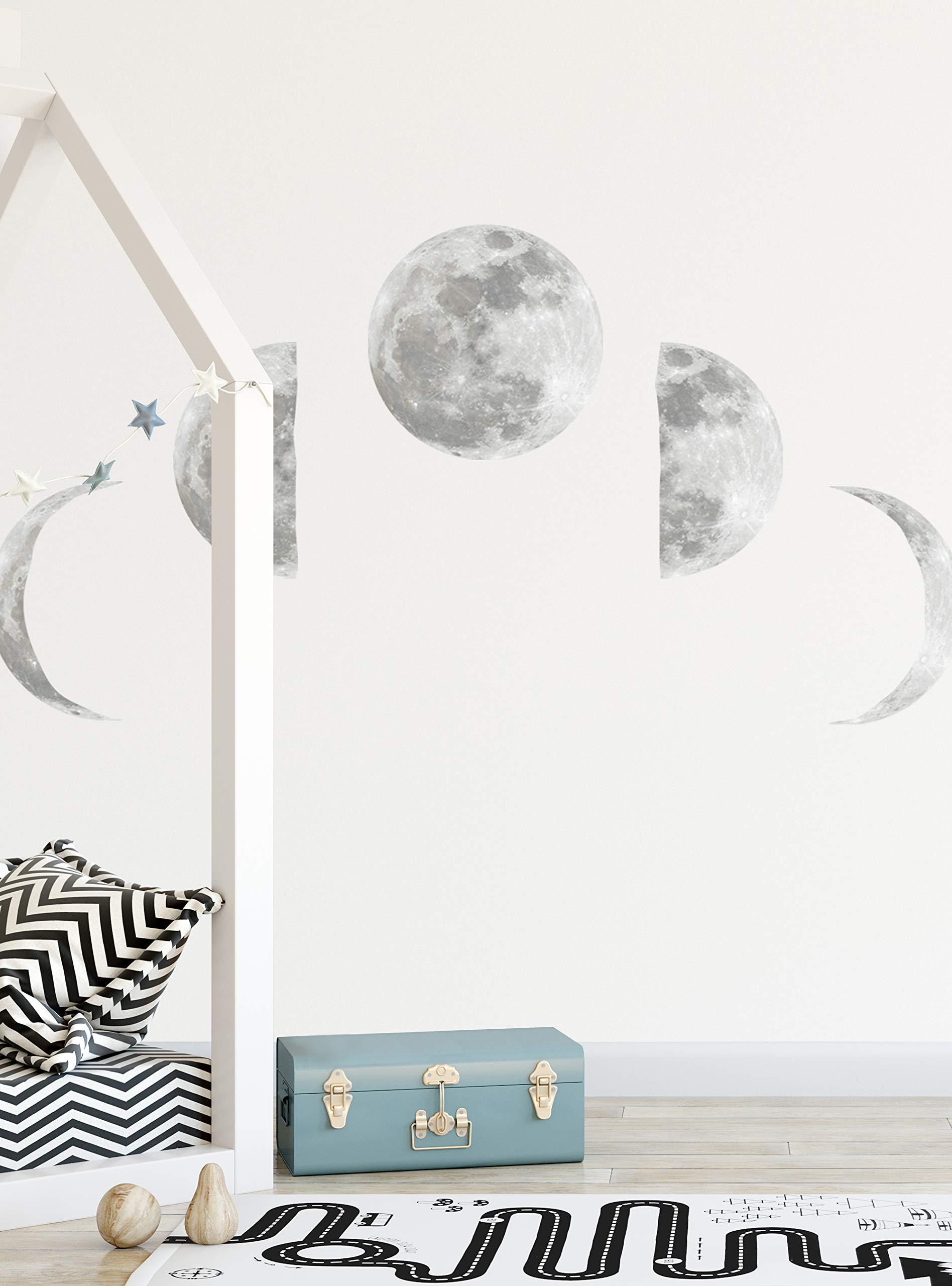 Moon Phases Vinyl Wall Sticker Decal - Removable Space Themed Nursery, Bedroom & Office Decor - Perfect for Kids Room, Dorm & Home Decoration