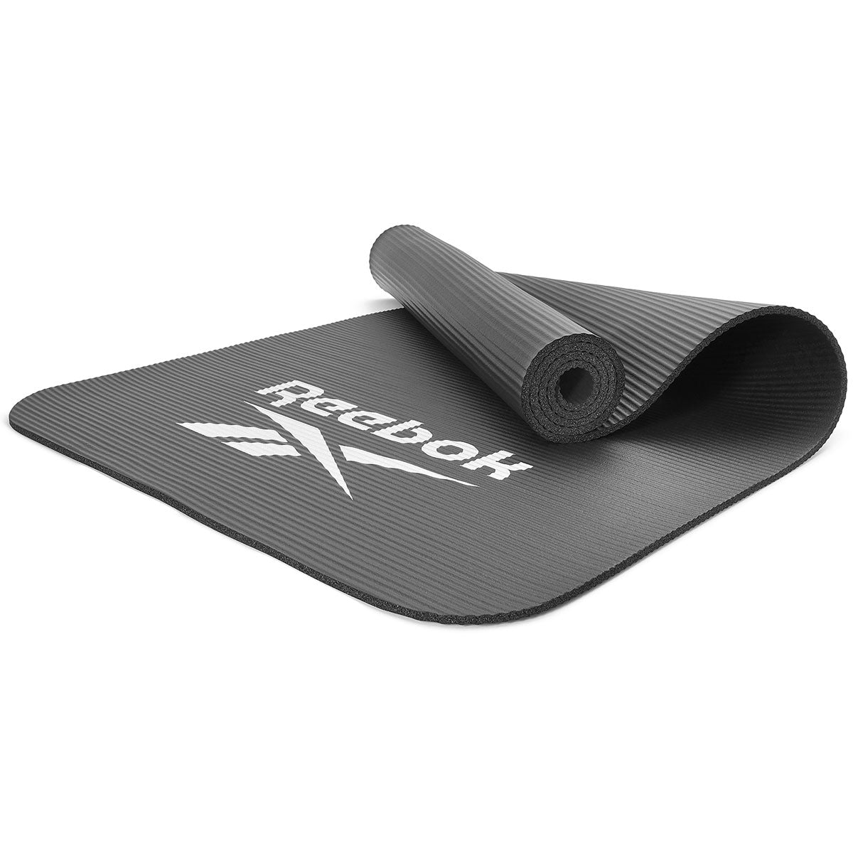 Reebok Premium Black Training Mat for Home Gym, Yoga & Fitness - Non-Slip Exercise Mat for Workouts & Stretching