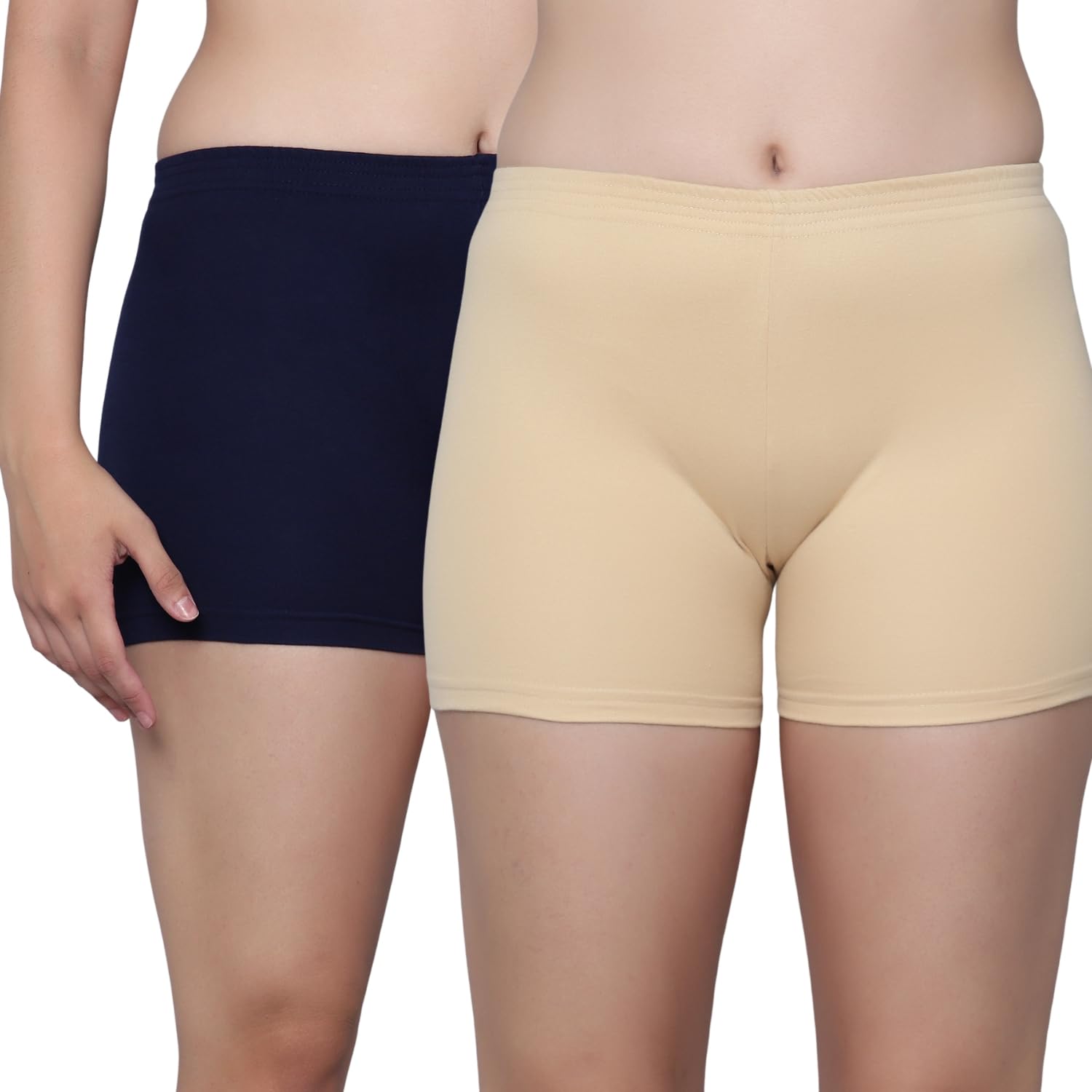 Aimly Women's Cotton Blend Stretchable High Waist Cycling Gym Yoga Workout Shorts - Pack of 2 | Comfortable & Breathable for Running, Fitness & Casual Wear