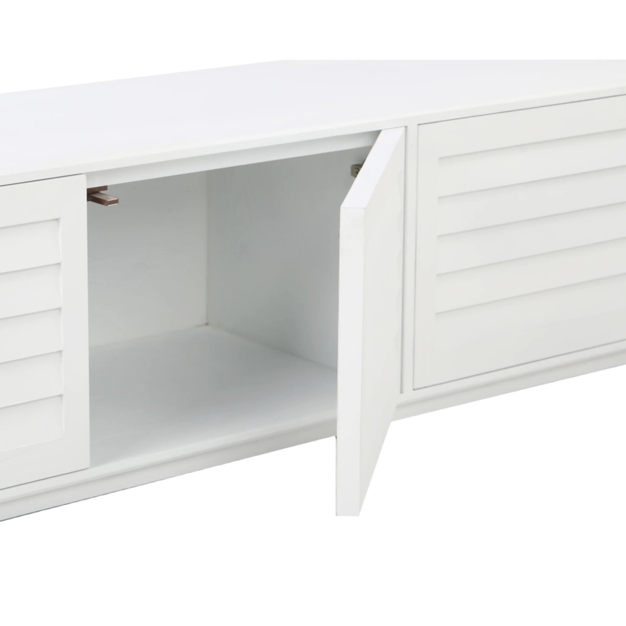 2.2m Elm TV Stand Entertainment Unit in White - Modern TV Console for Living Room, Bedroom & Home Theater