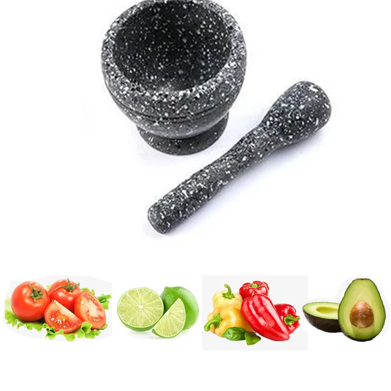 Premium Molcajete Mortar and Pestle Set - 4.3 Inch Natural Stone Guacamole Bowl for Grinding Spices, Herbs, Garlic & Making Authentic Mexican Salsas - Perfect Kitchen Tool for Home Chefs & Mexican Cooking Enthusiasts