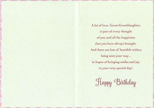 Designer Greetings Pink Cake Birthday Card with Tall Candles & Gold Foil Flames - Perfect for Great-Granddaughter's Special Day | Thoughtful Grandparent Gift for Birthday Celebrations