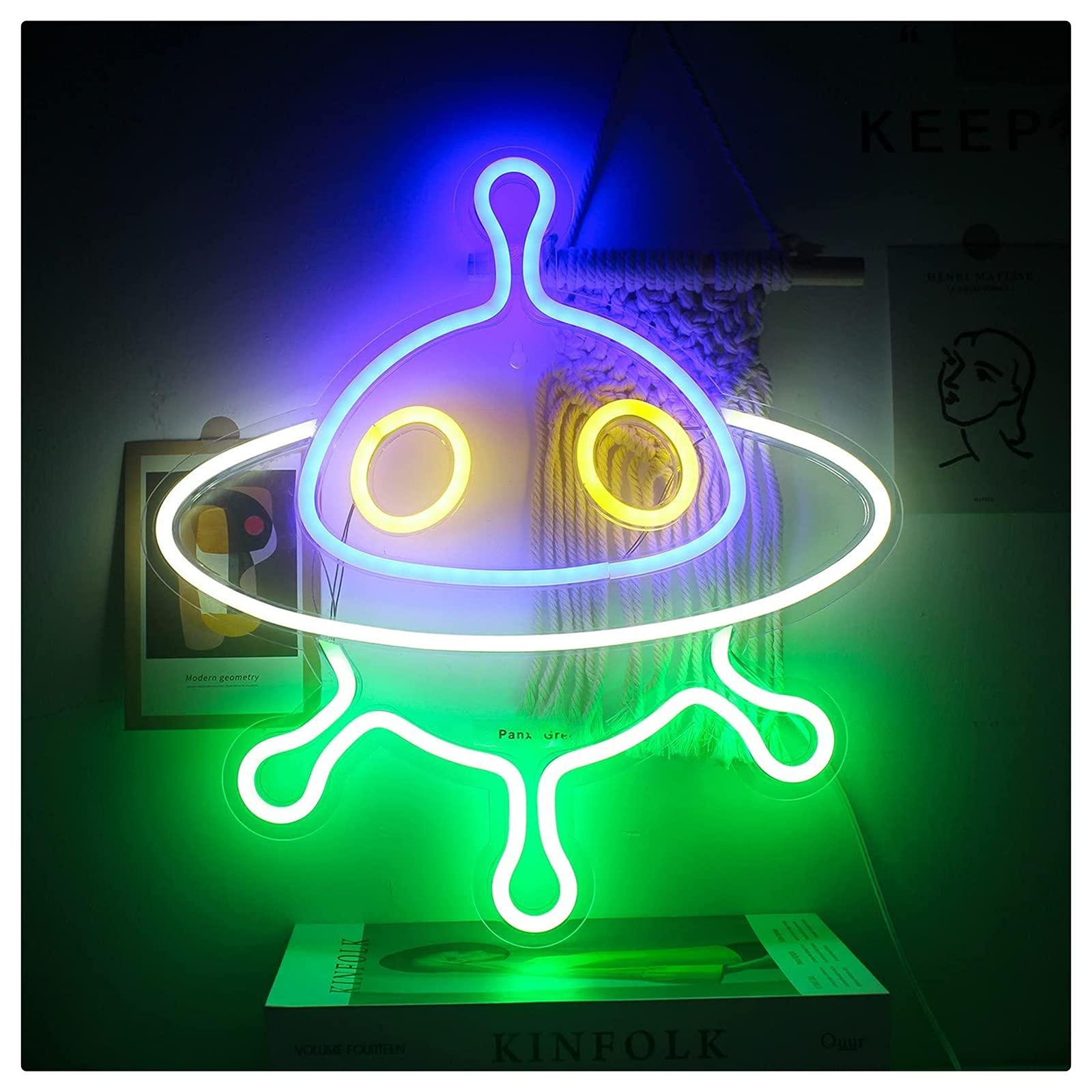 Alien Spaceship UFO LED Neon Light Sign - Acrylic Wall Art for Kids Room Decor, Bedroom Night Light & Unique Gift Idea - Perfect for Sci-Fi Themed Parties, Gaming Rooms & Space Enthusiasts