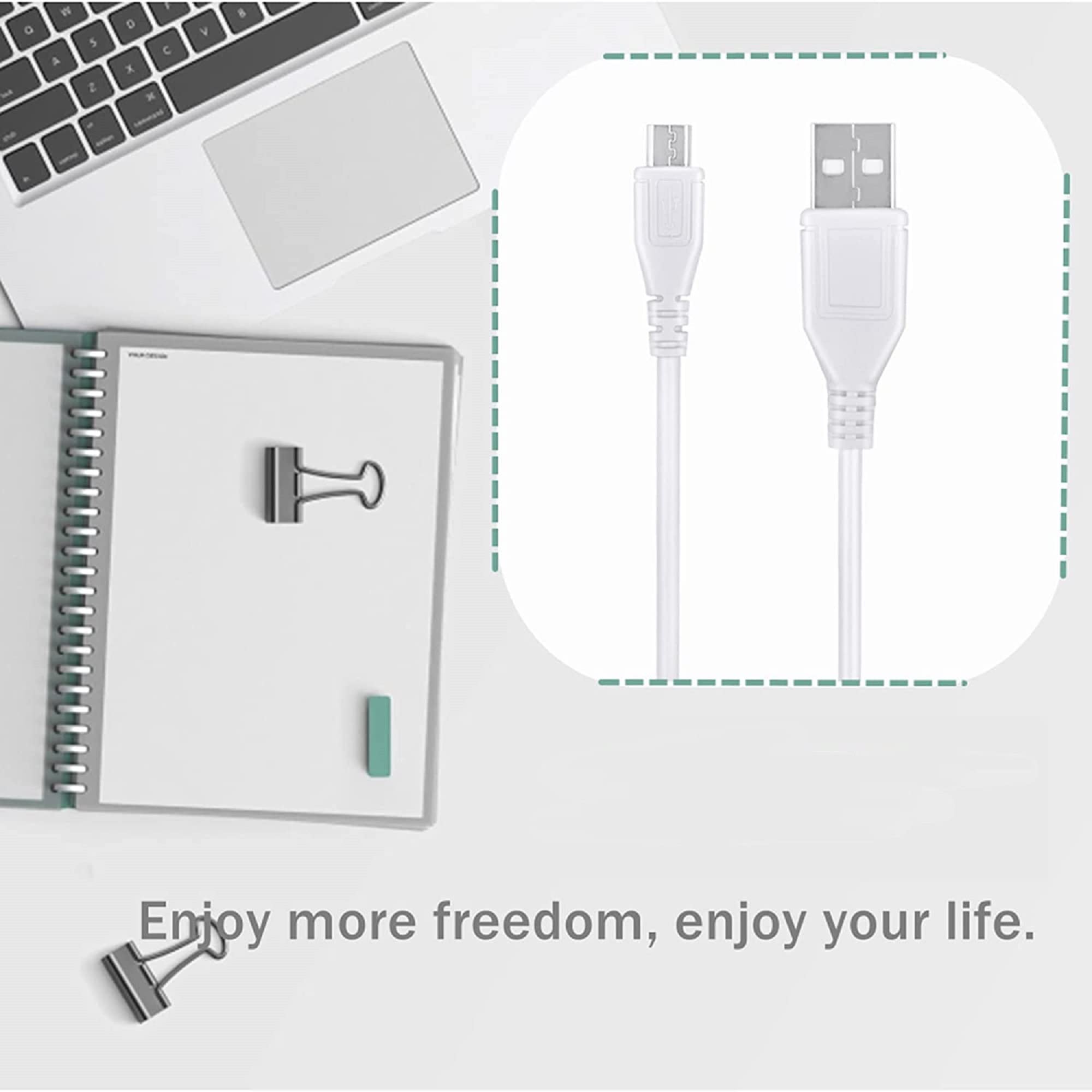 3.3ft White Micro USB Charging Cable for Laptop & PC - Fast Charging Power Cord Compatible with ILIVE ISWF476B Platinum WiFi Speaker - Perfect for Home, Office & Travel Charging