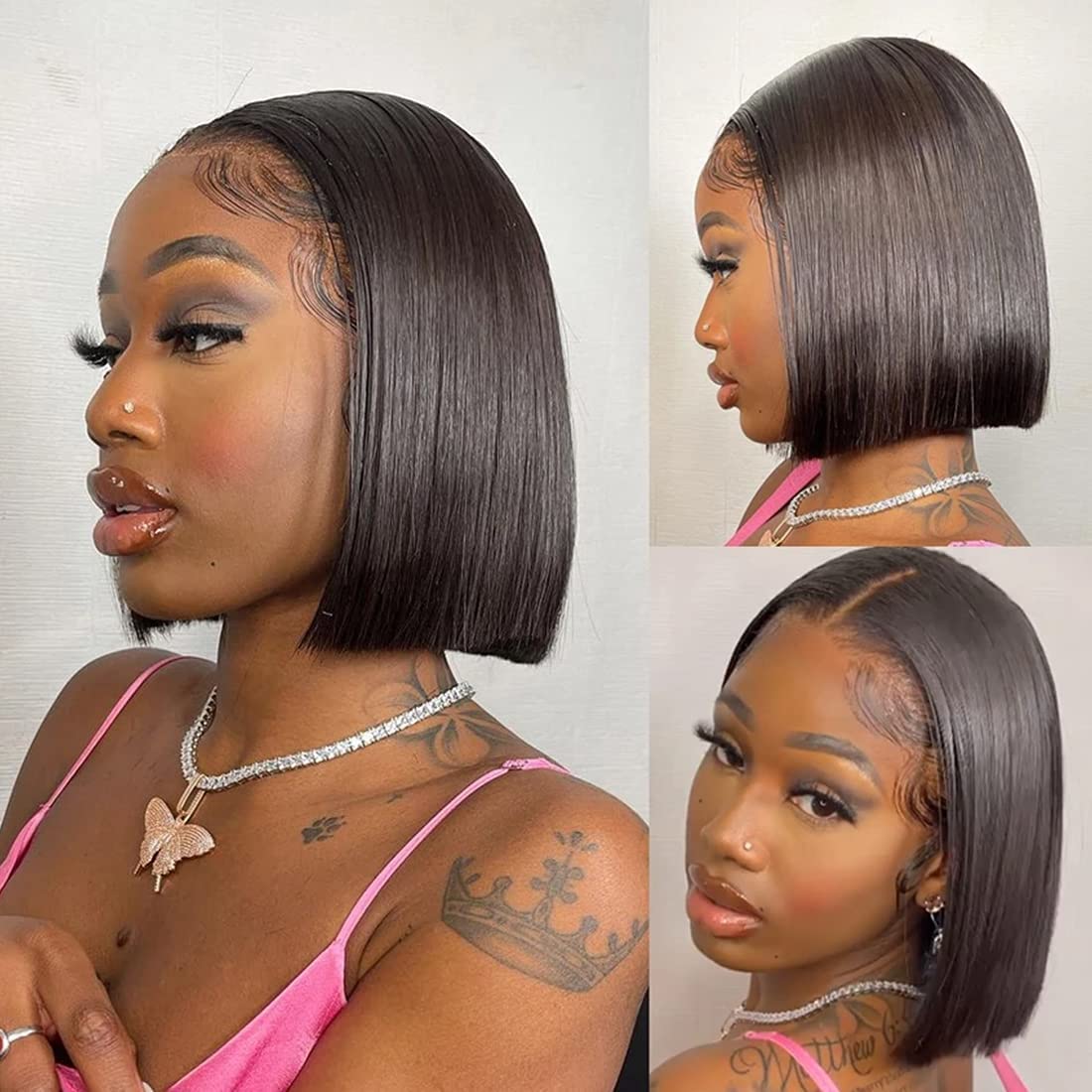 13x4 HD Lace Front Bob Wig 14 Inch Brazilian Human Hair - Pre Plucked with Baby Hair, 180% Density, Glueless Short Straight Bob Wig for Black Women | Perfect for Daily Wear, Parties & Special Occasions