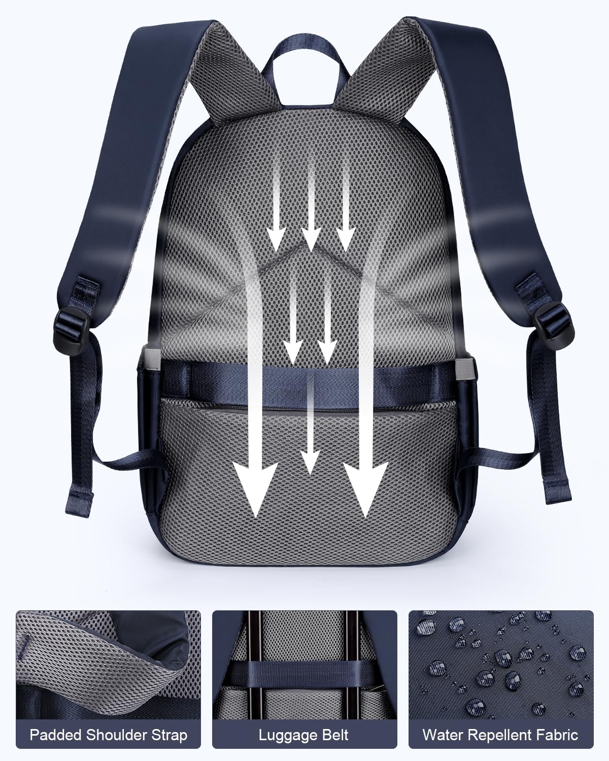 HOMIEE Lightweight Stylish Casual Backpack - Water Resistant Laptop Backpack for Men & Women - Perfect for Travel, School, Work & Everyday Use (Dark Blue) - Durable Daypack with USB Charging Port & Comfortable Shoulder Straps