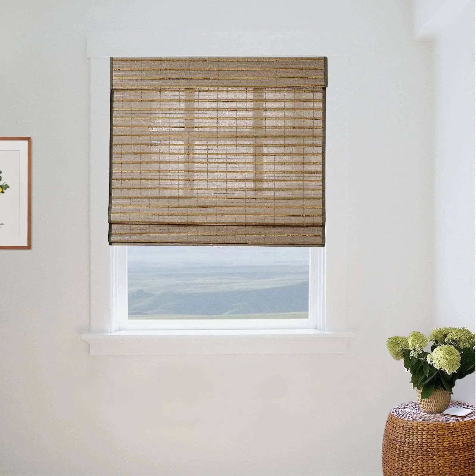Natural Flax Bamboo Woven Window Shade | Eco-Friendly Rattan Blinds for Home & Office | Perfect for Living Room, Bedroom, and Patio Privacy