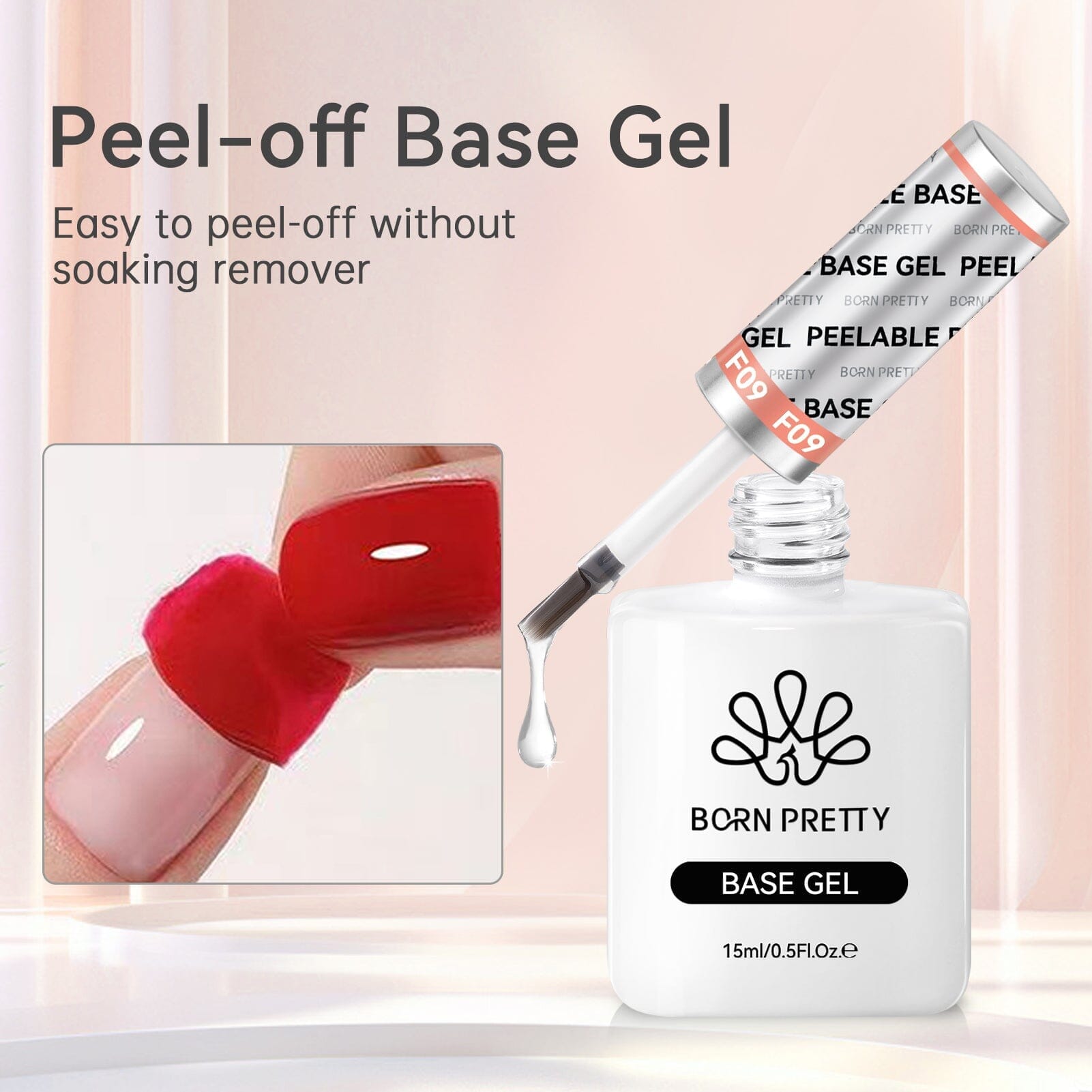 Peelable Base Gel 15ml - Long-Lasting Nail Polish Base Coat for Gel Manicures | Perfect for Home & Salon Nail Art, DIY Gel Nails
