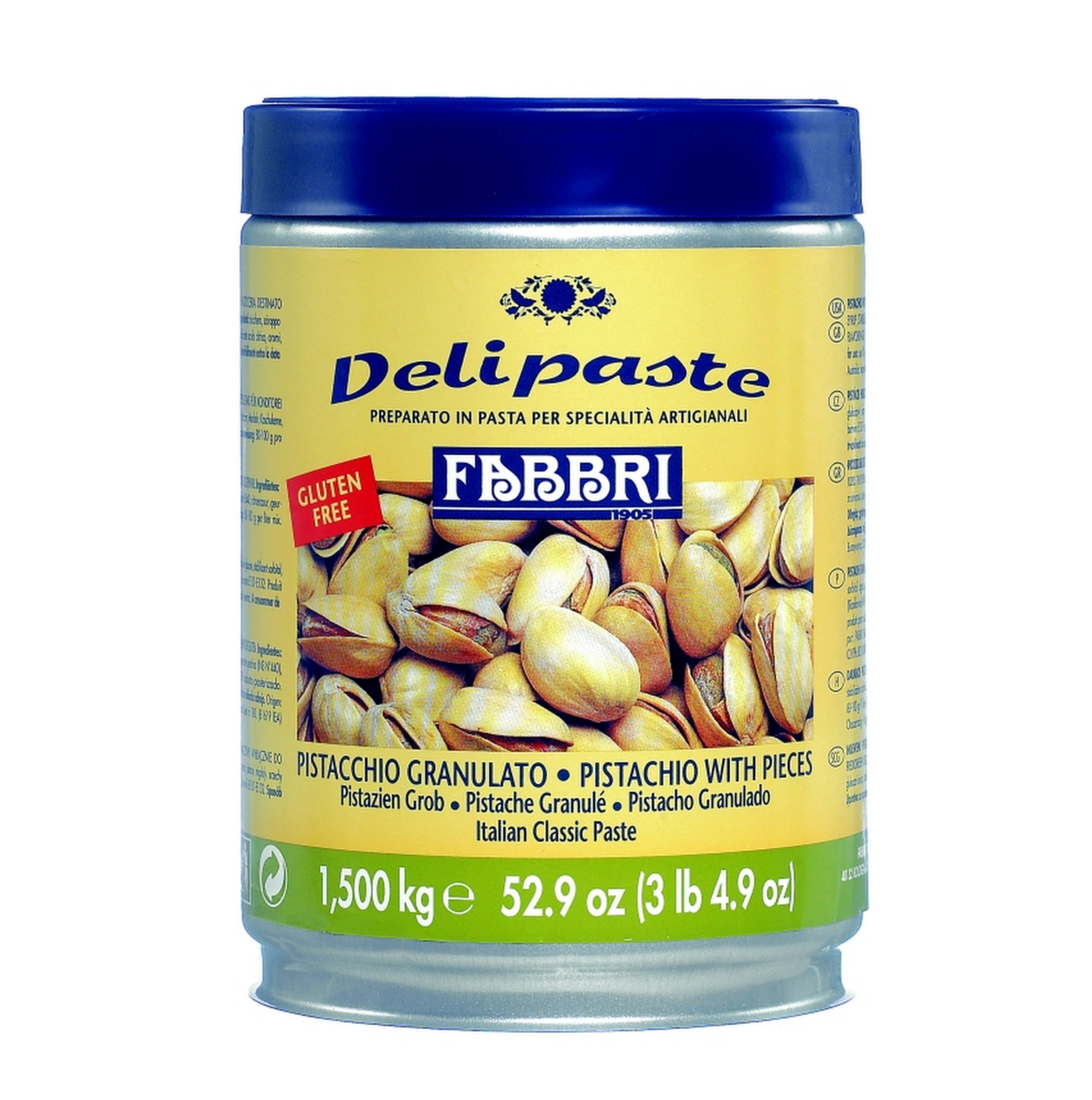 Fabbri Pistachio Delipaste 1,500 kg (52.9 oz) - Premium Italian Pistachio Cream for Baking, Desserts & Coffee Topping | Perfect for Pastries, Ice Cream & Breakfast Spreads