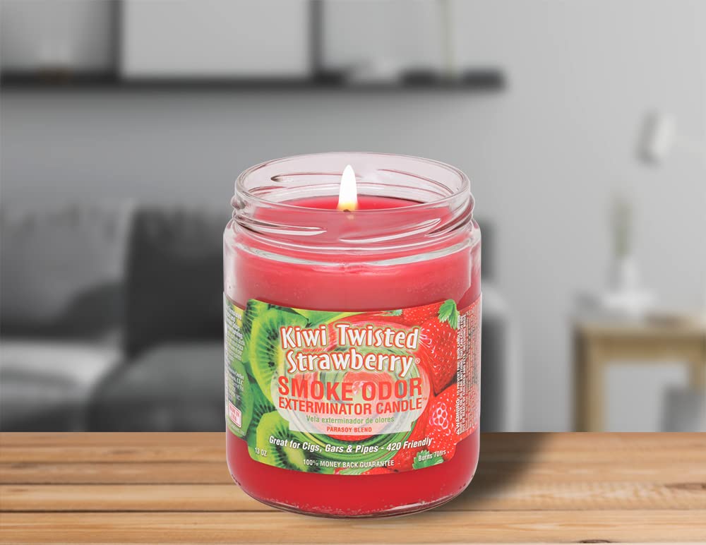 Smoke Odor Eliminator Candle - 13oz Kiwi Strawberry Scented Jar Candle (2-Pack) | Home Air Freshener for Kitchen, Bathroom & Living Room
