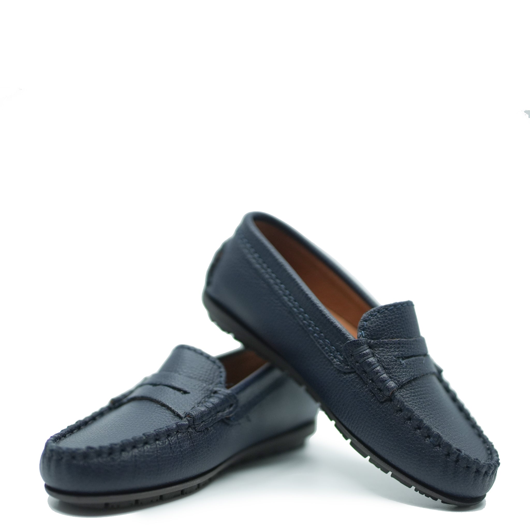 Atlanta Moccasin Navy Grain Penny Loafers for Men - Classic Comfortable Slip-On Dress Shoes for Business, Office & Formal Occasions