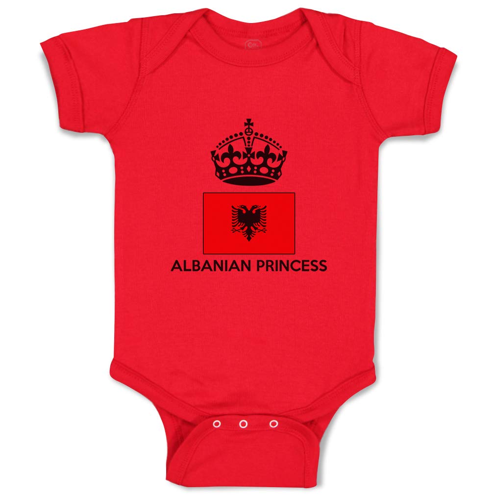 Custom Albanian Princess Crown Baby Bodysuit - Soft Cotton Bodysuit for Boys & Girls | Perfect for Newborn Photoshoots, Christenings & Special Occasions