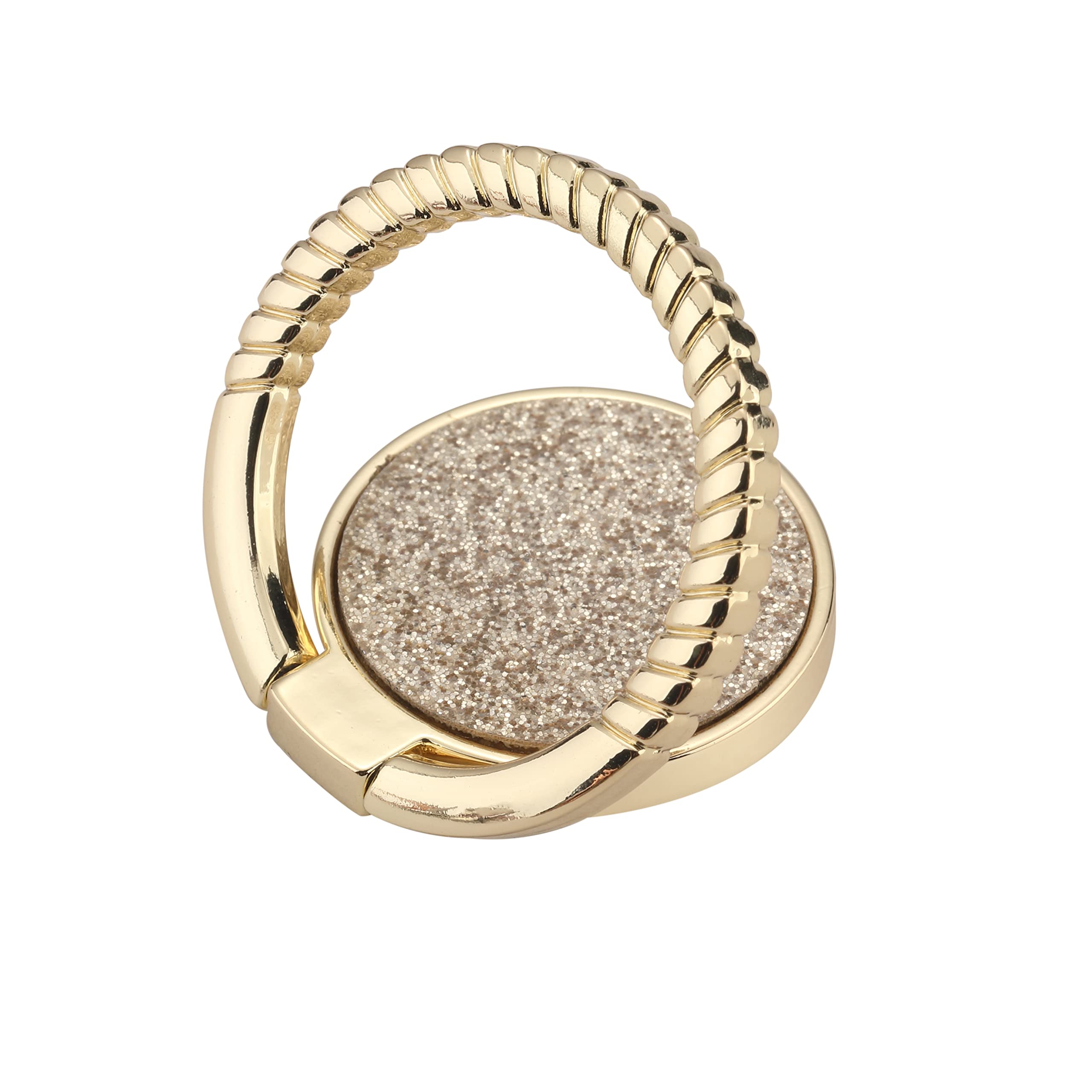 LAX Gadgets Sparkle Gold Cell Phone Ring Holder - Finger Grip & Stand for All Smartphones, iPhone & Android - Perfect for Hands-Free Viewing, Selfies & Secure Grip