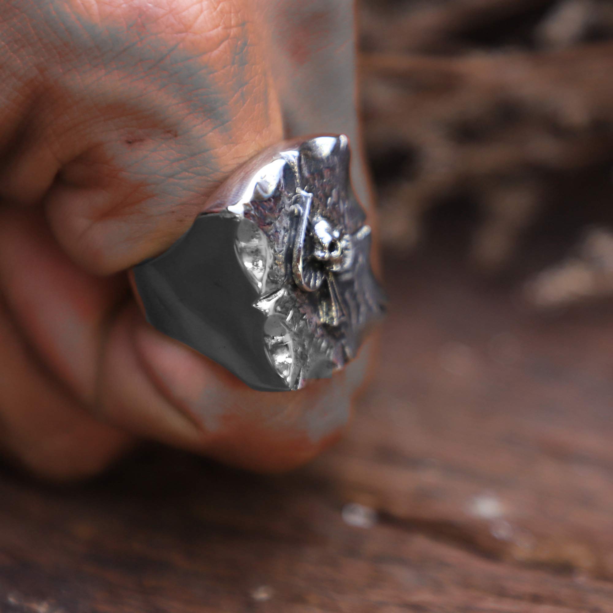 Ace Spades Skull Ring for Men - 925 Sterling Silver Biker Gothic Viking Jewelry - Perfect for Motorcycle Riders, Punk Fashion & Edgy Gift Giving