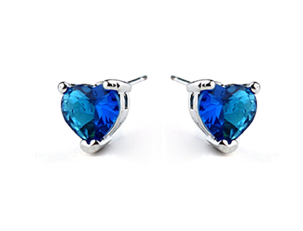 Titanic Heart of the Ocean Blue Cubic Zirconia Stud Earrings - Elegant Fashion Jewelry for Women, Perfect for Weddings, Parties & Evening Events