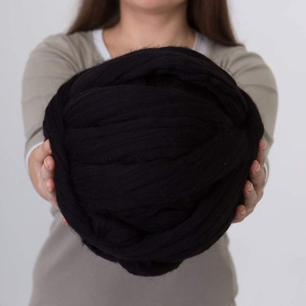 Giant Merino Wool Yarn for Arm Knitting - Super Soft Bulky Roving Yarn (8 lbs, Black) - Perfect for Chunky Knit Blankets, Scarves & Home Decor