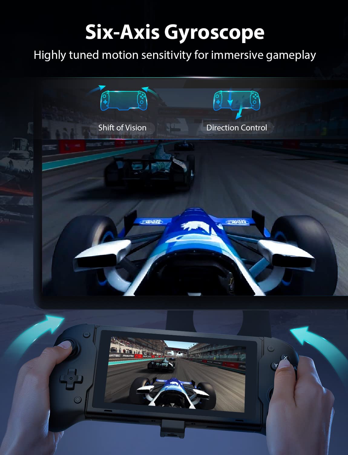 NexiGo Gripcon Pro Controller for Nintendo Switch & OLED - Ergonomic Handheld Mode Gamepad with 6-Axis Gyro, Custom Button Mapping, Enhanced Grip - Perfect for Gaming on the Go, Travel & Long Play Sessions (Black)