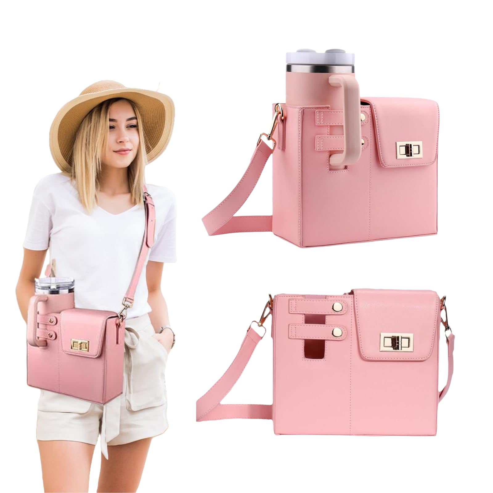 Portable Crossbody Water Bottle Bag - Adjustable Strap for Outdoor & Travel