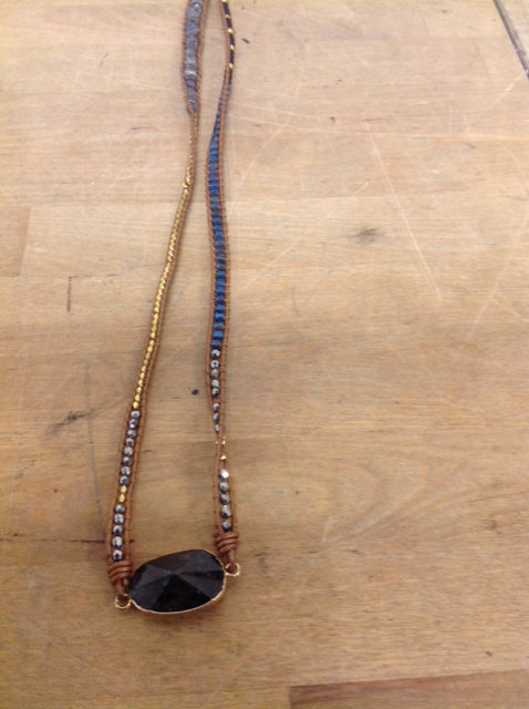 Handmade Leather Beaded Stone Necklace for Women - Boho Chic Jewelry Gift for Her - Perfect for Casual Wear, Date Nights & Festivals