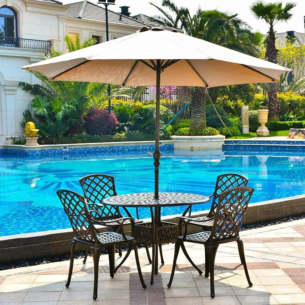 41 Inch Round Cast Aluminum Outdoor Patio Side Table - Durable Metal Bistro Pub Dining Table with 2.4