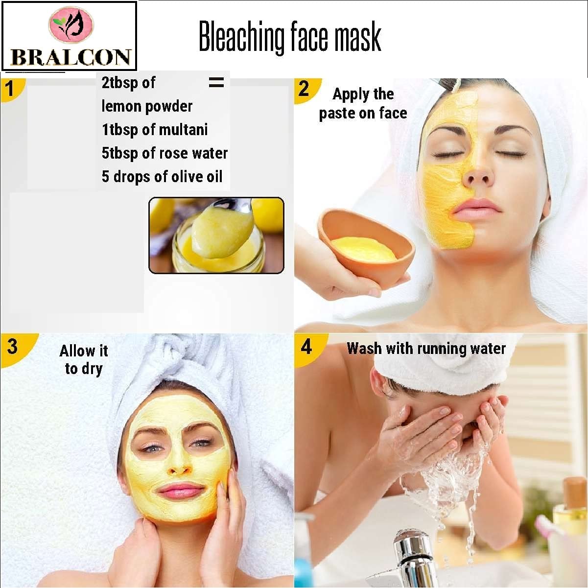 BRALCON Organic Pomegranate Peel Powder & Lemon Peel Powder Combo - 200g (100g x 2) | Natural Skin Care for Face Masks, Hair Treatment & DIY Beauty | Brightening, Exfoliating & Nourishing | Perfect for Homemade Spa, Acne Treatment & Glowing Skin Routine
