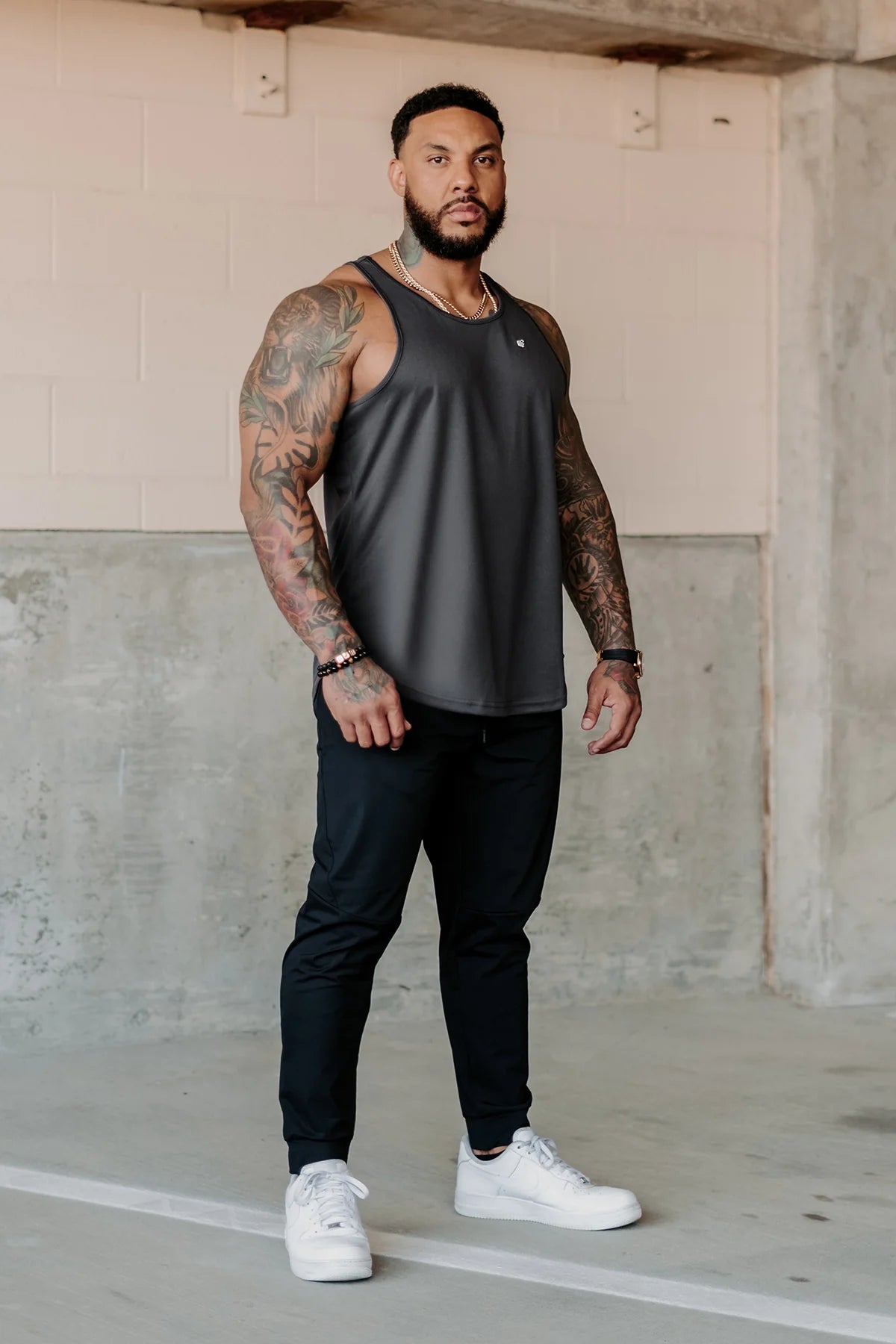 Jed North Men's Microfiber Dri-Fit Workout Tank Top - Dark Grey - Moisture Wicking Athletic Shirt for Gym, Running & Training