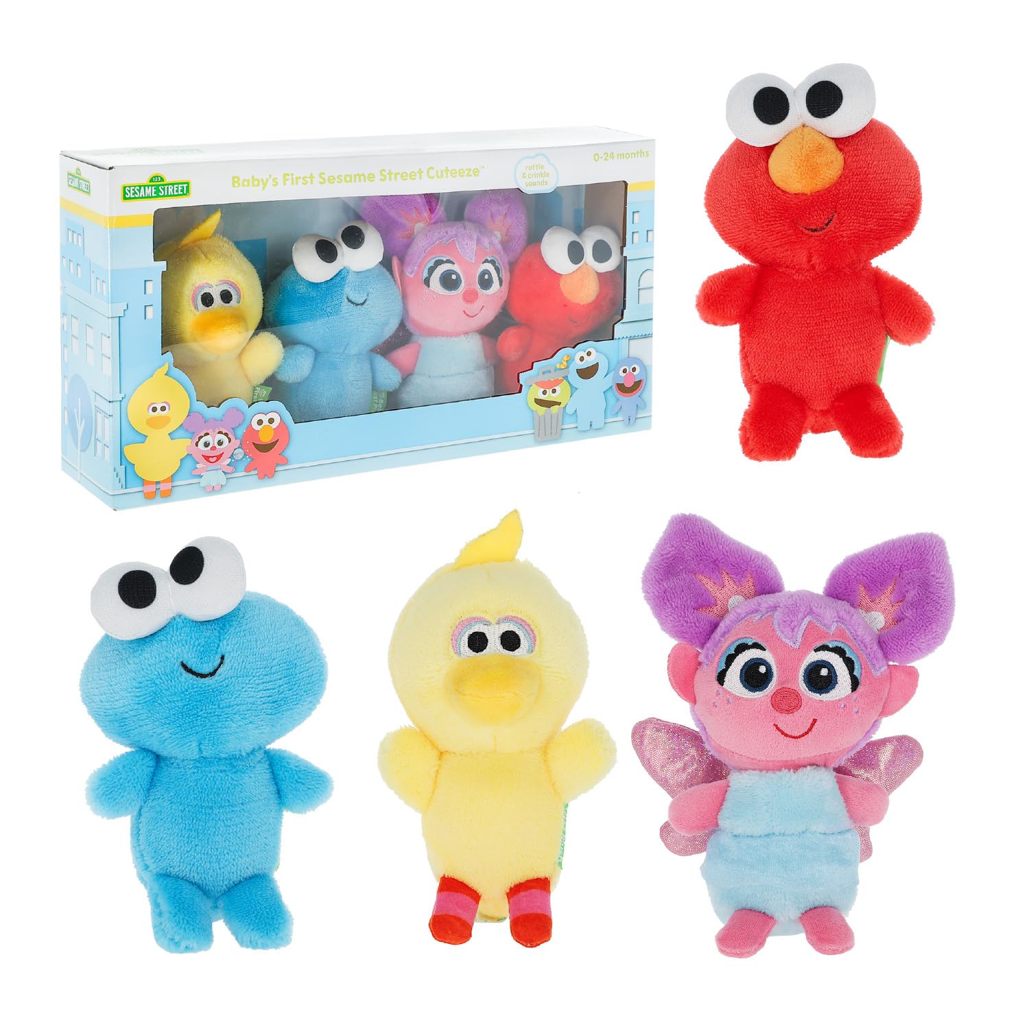 **Sesame Street Plush Toys Set - Elmo, Cookie Monster, Abby Cadabby & Big Bird Stuffed Animals for Toddlers 1-3 Years | Soft Cuddly Plushies for Playtime, Nursery Decor & Gifts**
