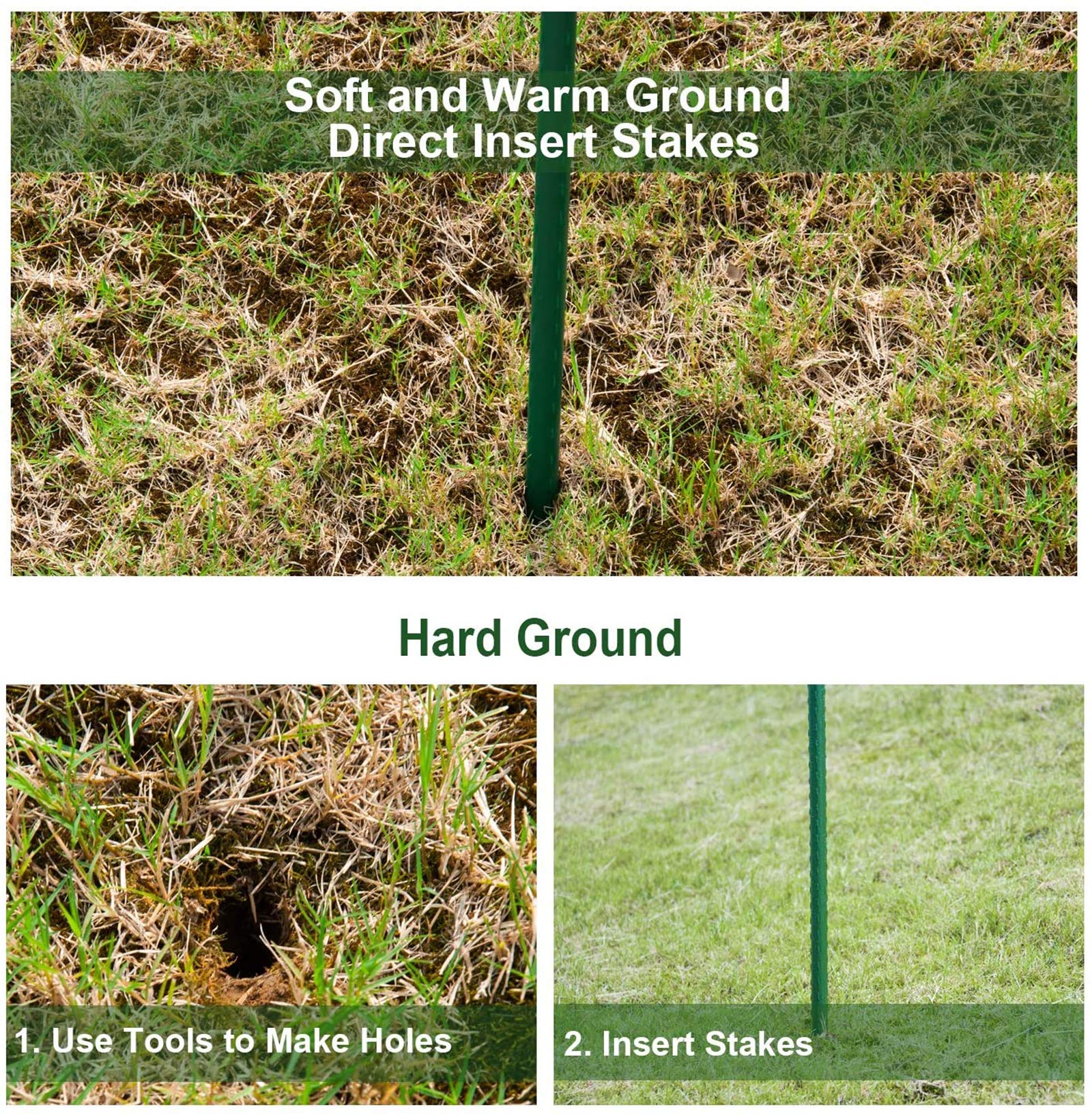 Tingyuan 25-Pack 5 FT & 25-Pack 6 FT Garden Stakes Bundle - Heavy Duty Plant Support for Tomatoes, Vines, Flowers & Outdoor Gardening