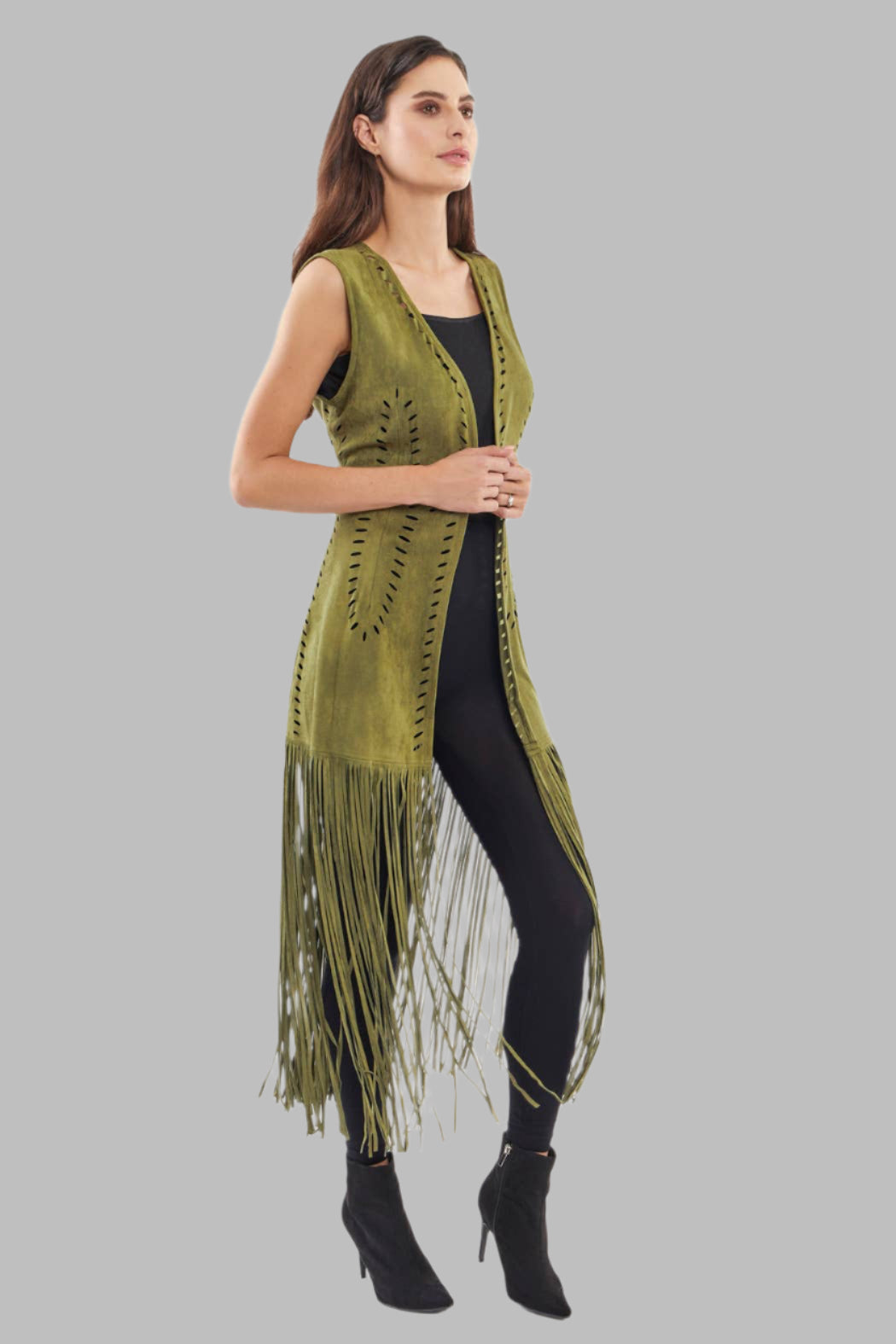 Boho Vegan Suede Fringe Vest for Women - Stylish & Eco-Friendly Jacket for Music Festivals, Outdoor Concerts & Casual Wear