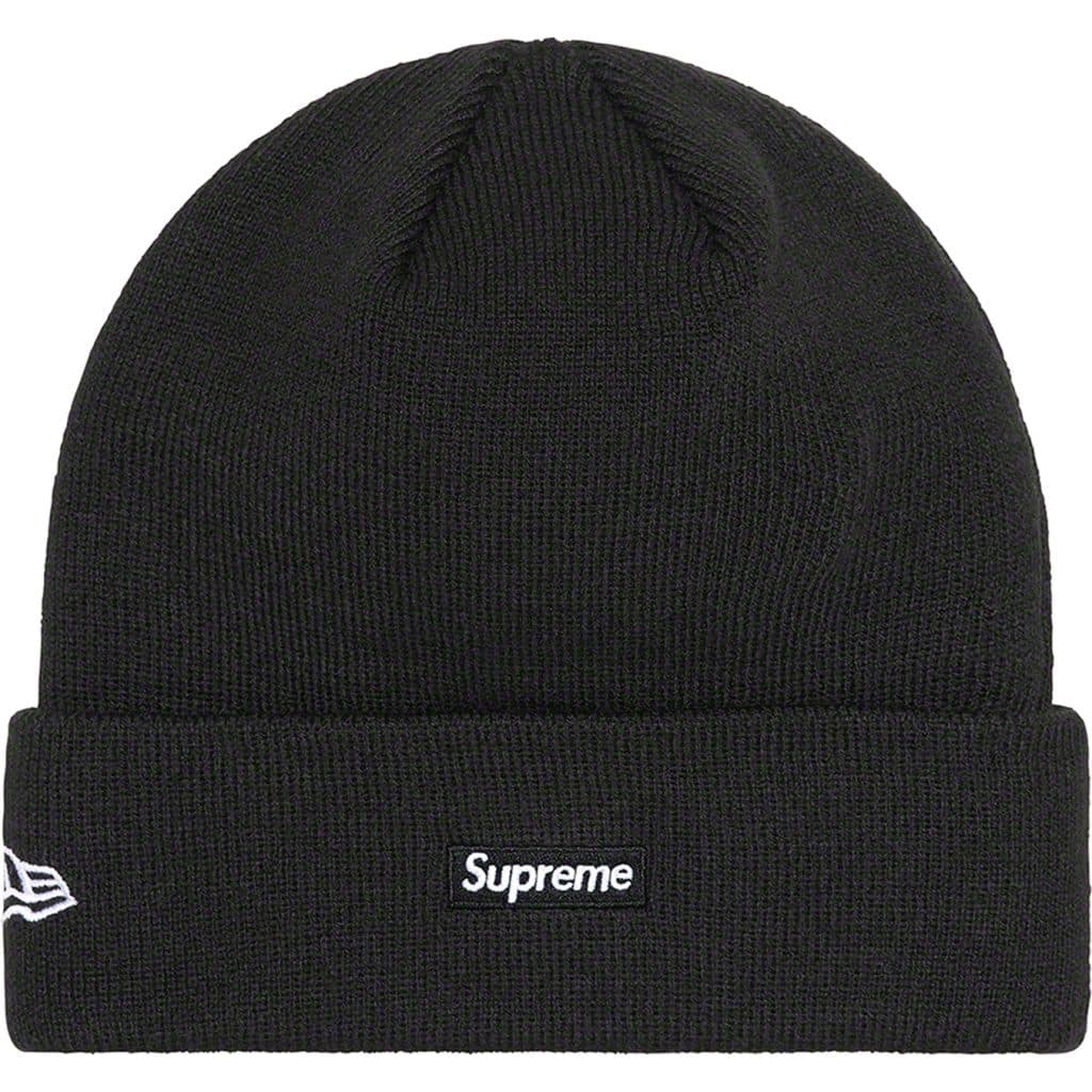 Supreme New Era S Logo Beanie - Black Winter Hat for Men & Women - Warm Knit Skull Cap for Cold Weather, Streetwear Fashion & Outdoor Activities